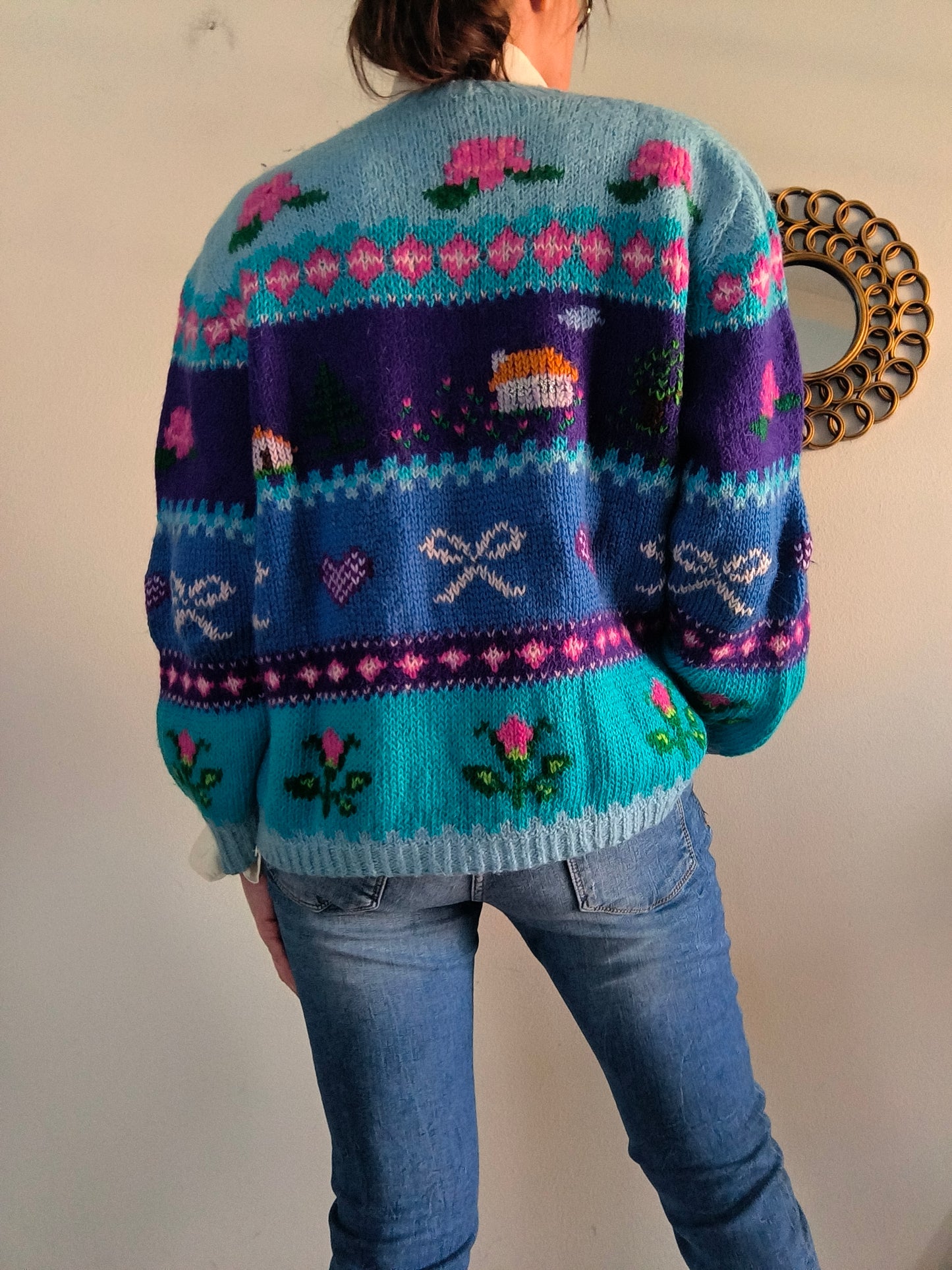 Cardigan vintage ricamato a mano
