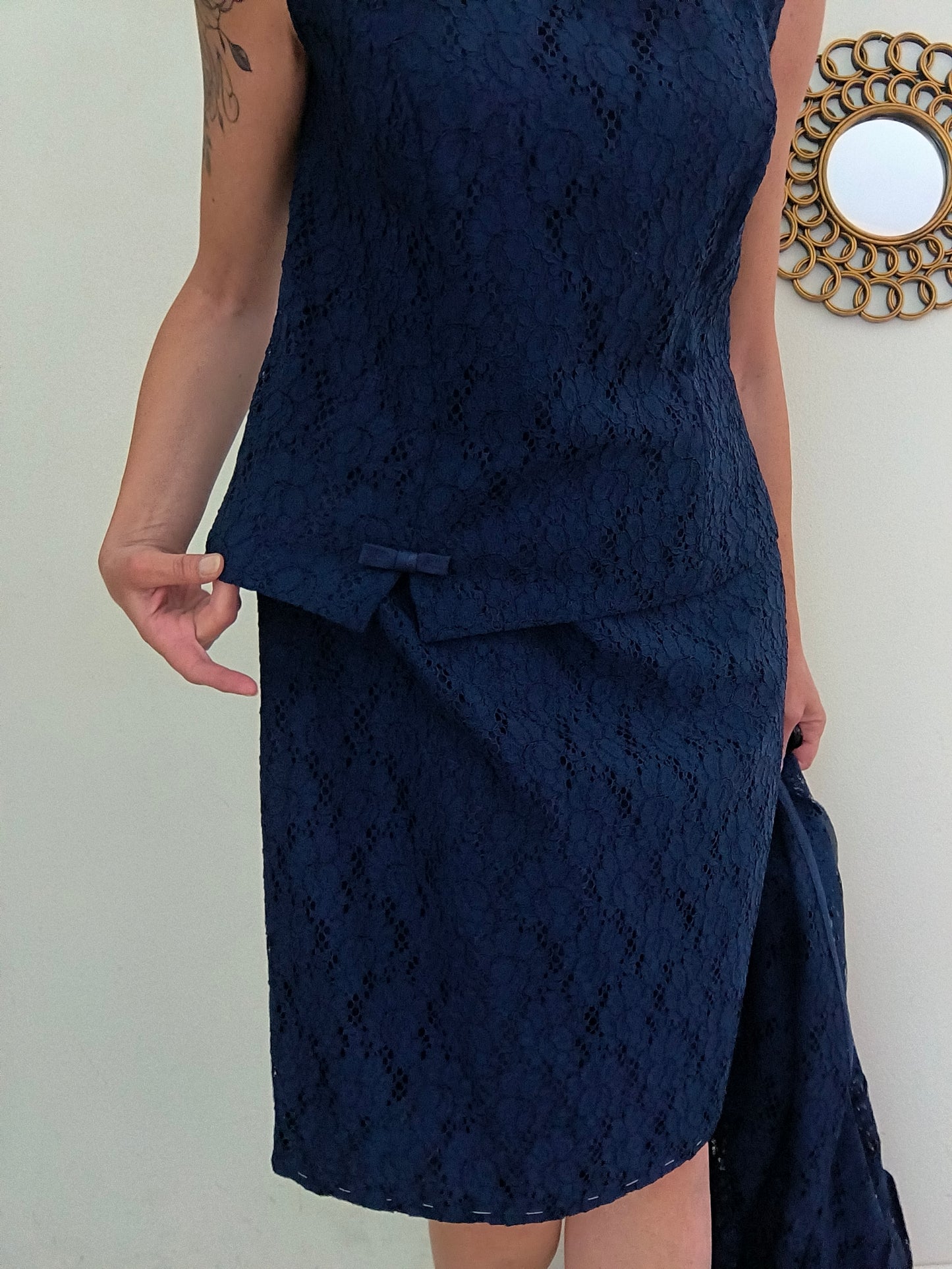 Completo anni 60 in pizzo macramè svizzero