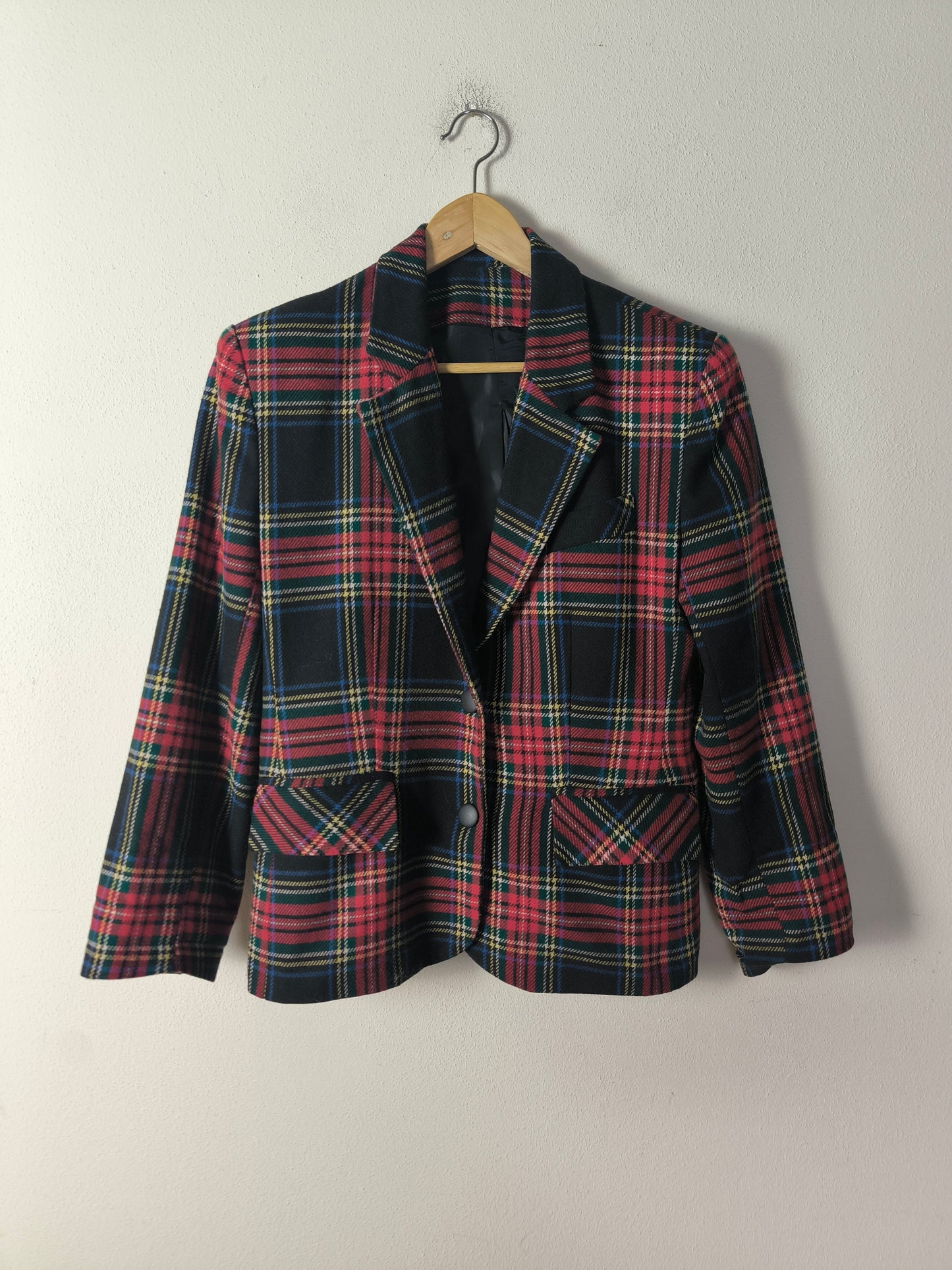 Blazer in tartan rosso/nero tg M