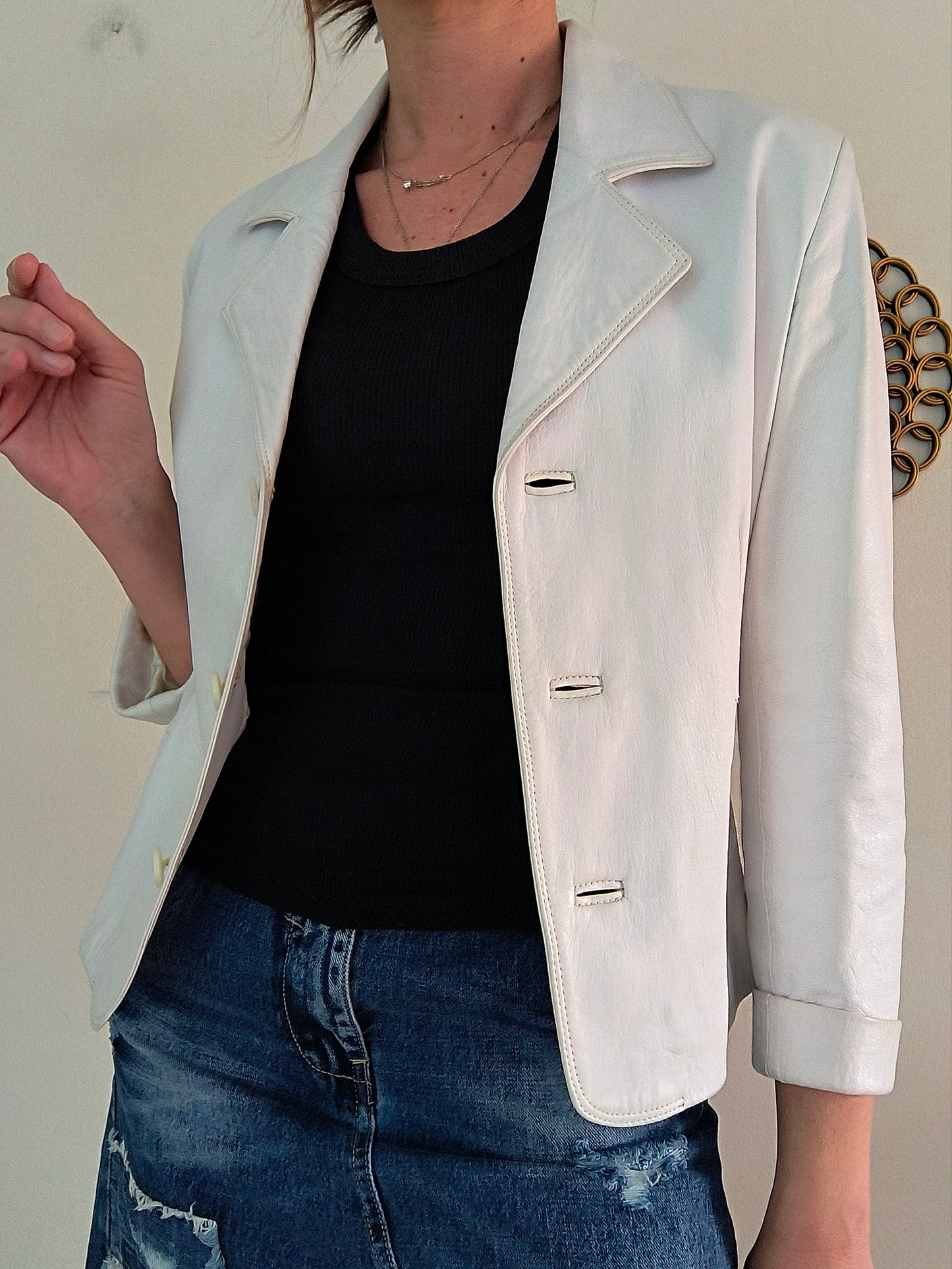 Blazer vera pelle bianco