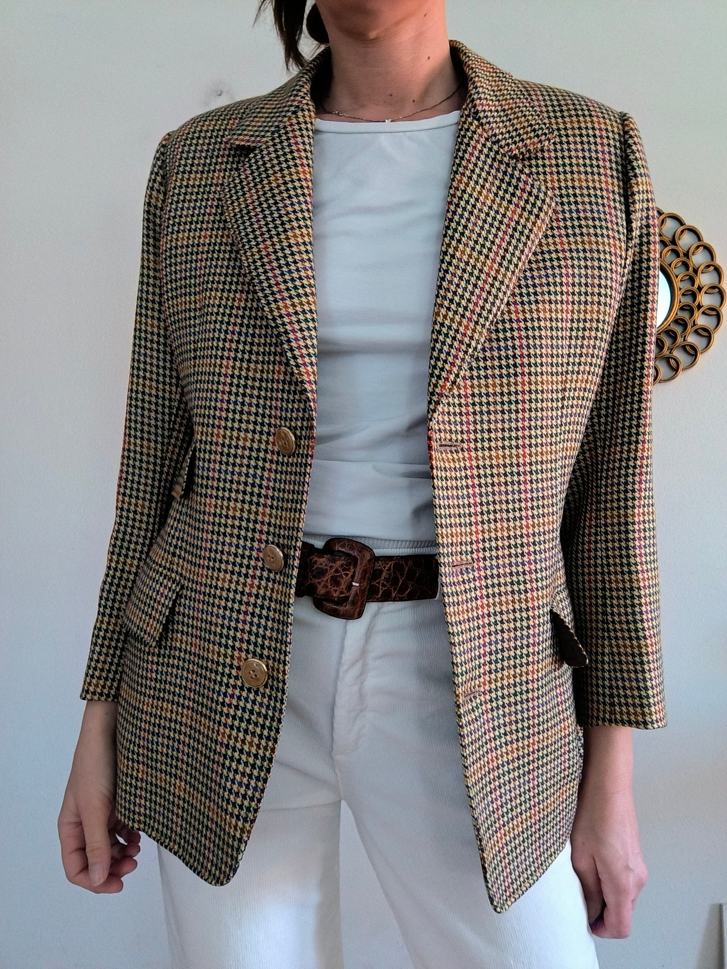 Blazer sartoriale chiaro in lana pied de poule tg M/L