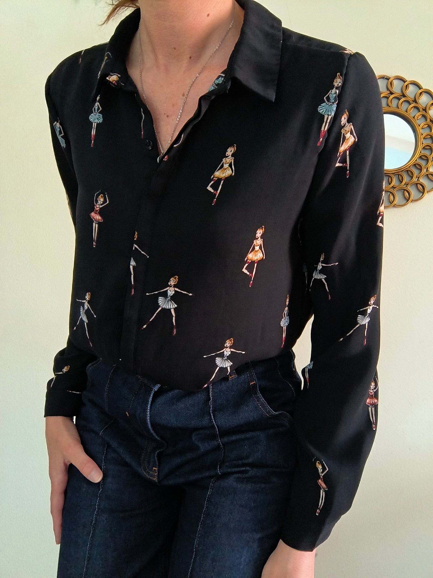 Camicia con ballerine nera