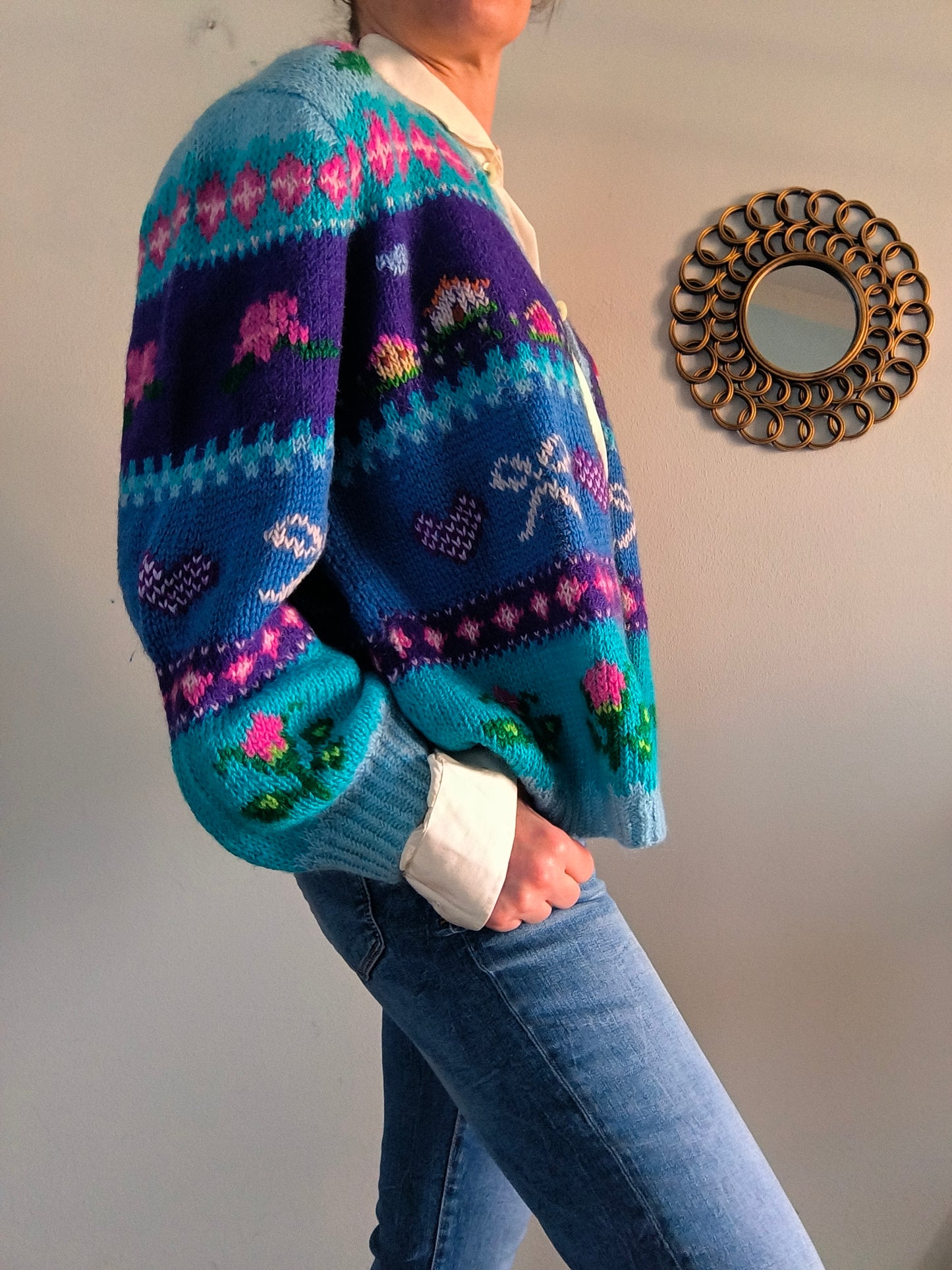 Cardigan vintage ricamato a mano