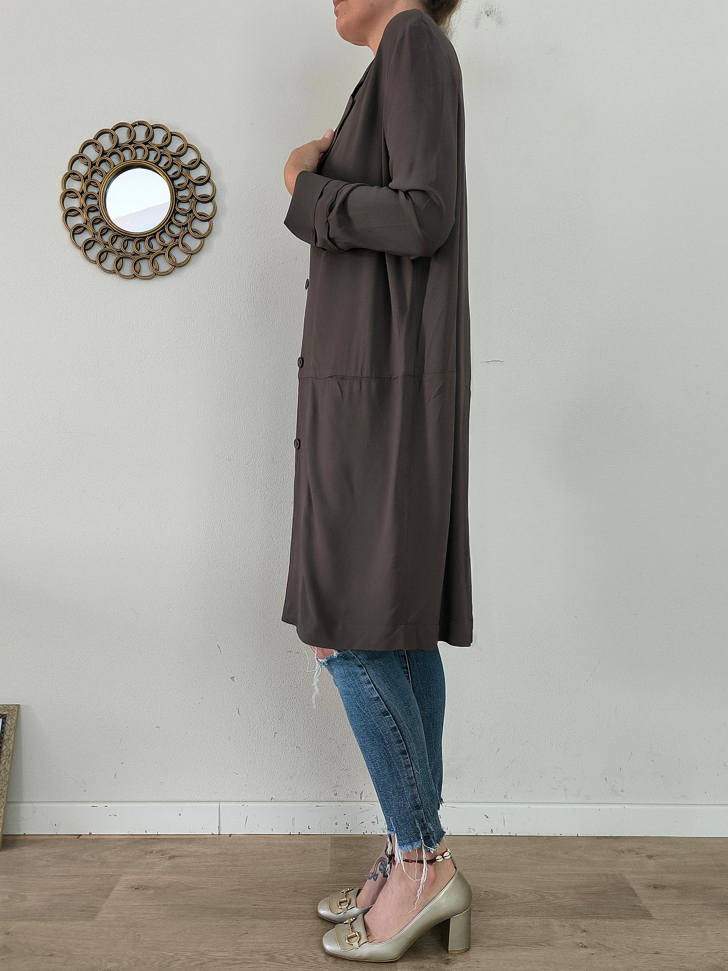 Cardigan lungo Liviana Conti in viscosa marrone