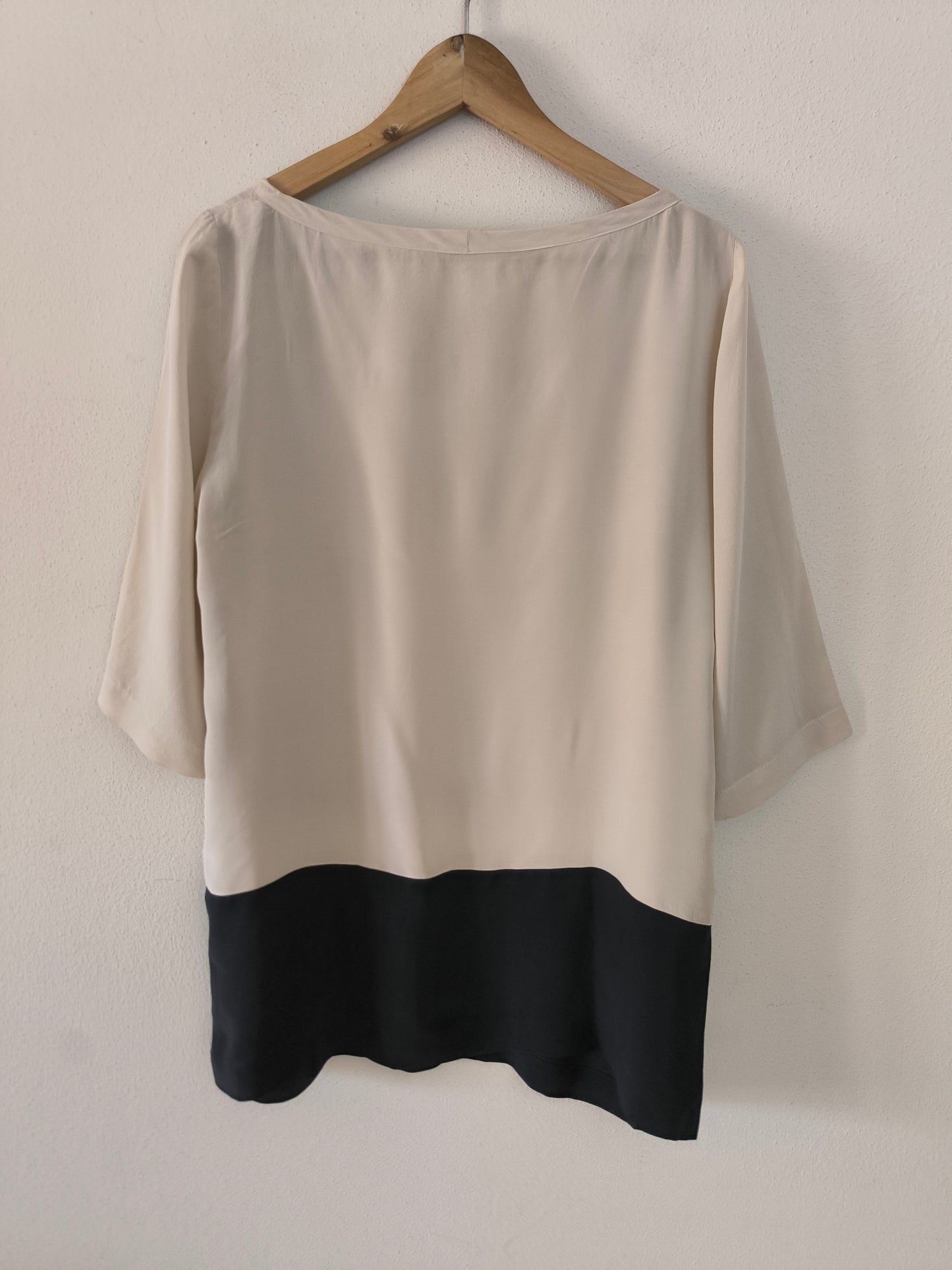 Blusa pura seta nude/nero