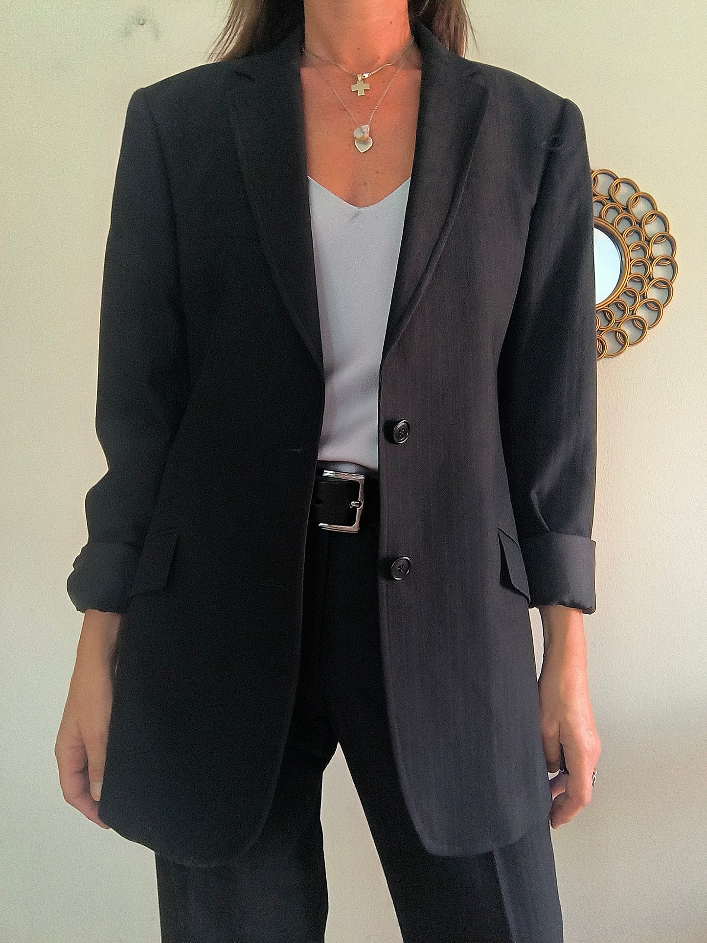 Completo giacca pantalone Versace in lana nero