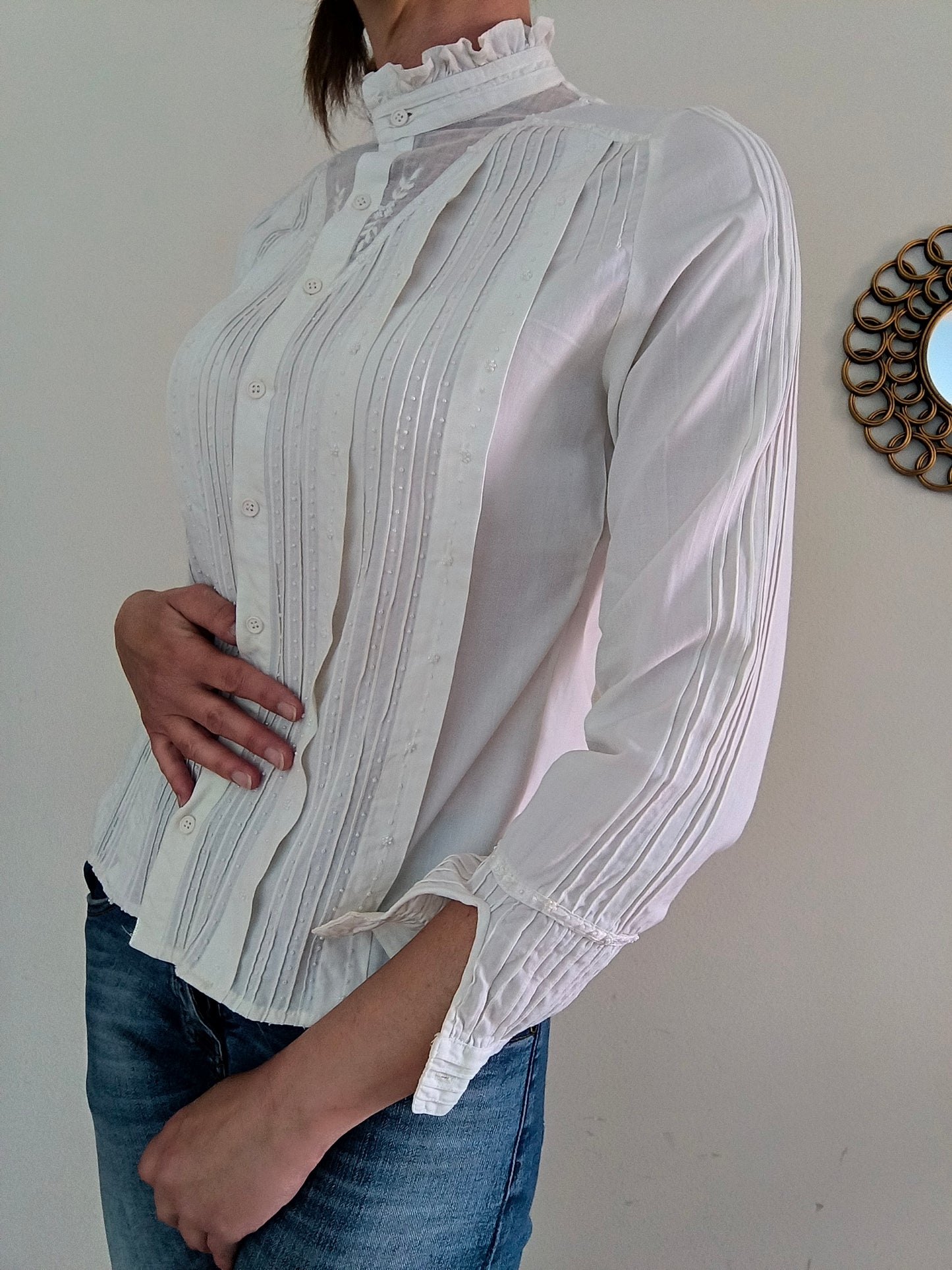 Camicetta vittoriana in cotone e perline tg S/M