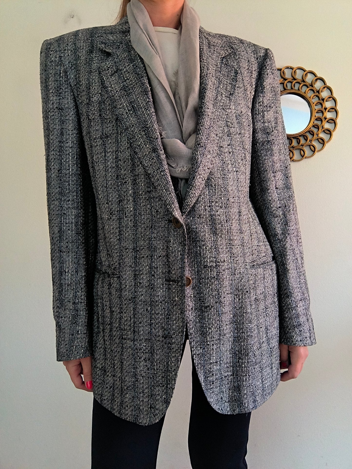 Blazer pura seta grigio