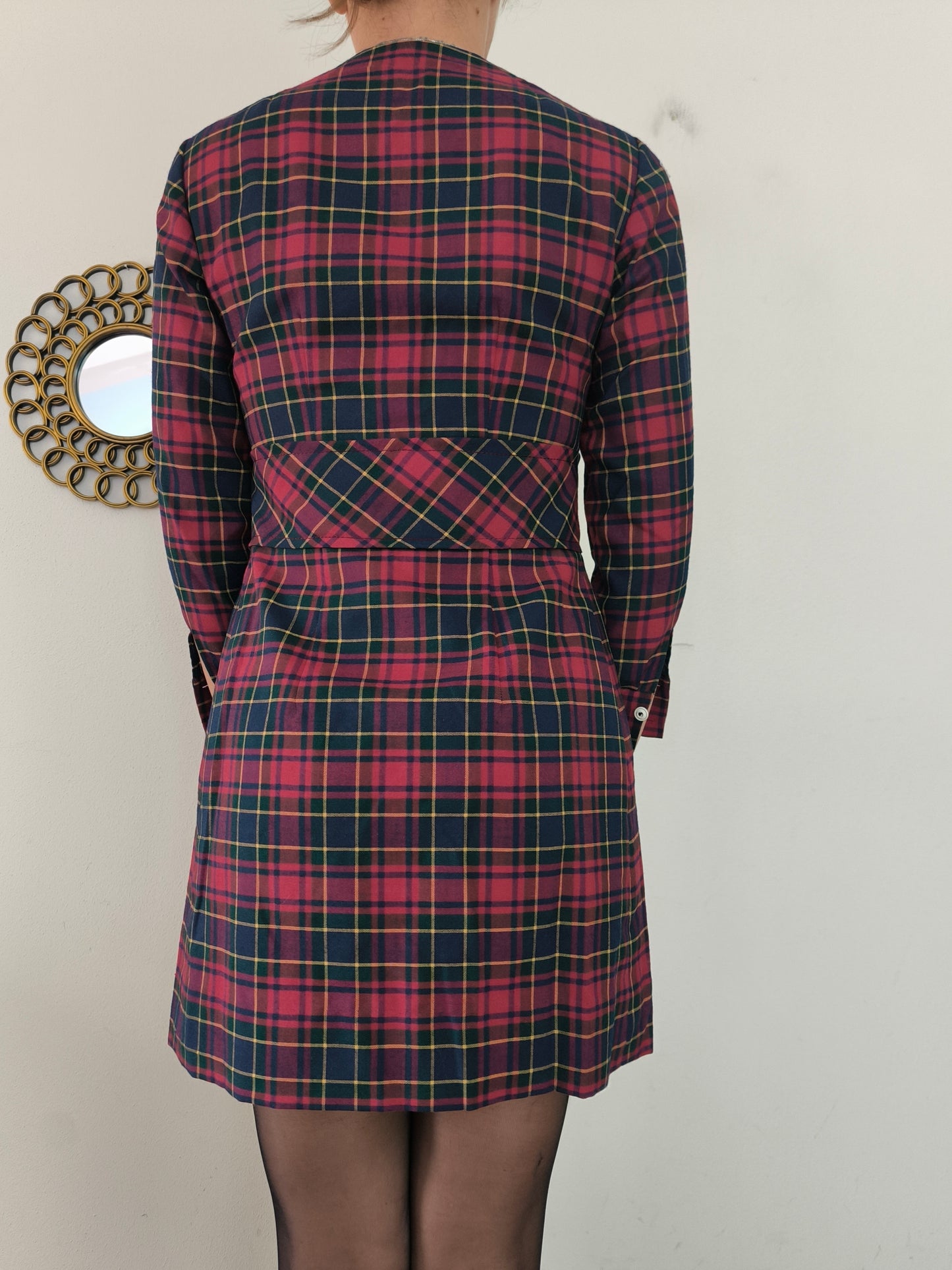 Abito vintage in tartan rosso tg XS