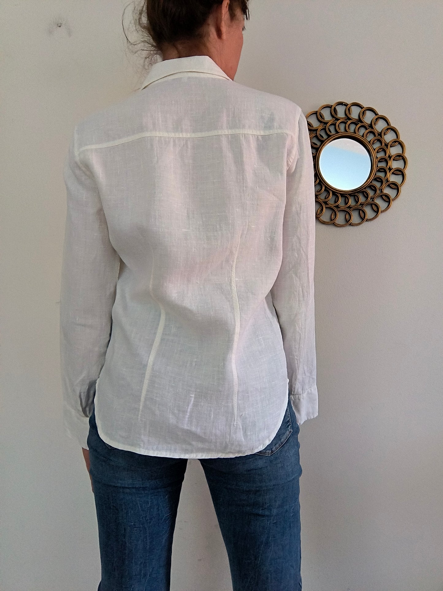 Camicetta vintage in lino bianco tg M