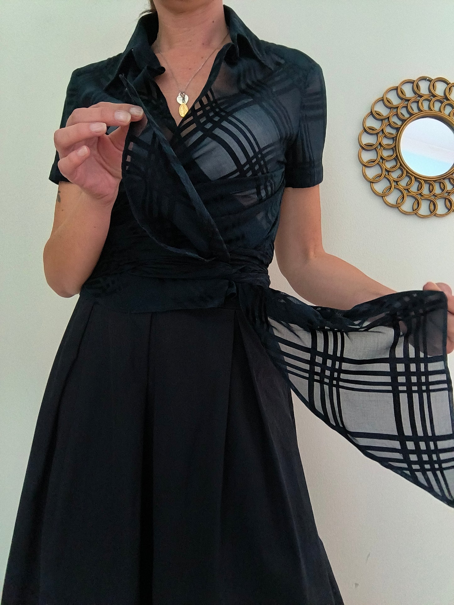 Camicia a incrocio semitrasparente