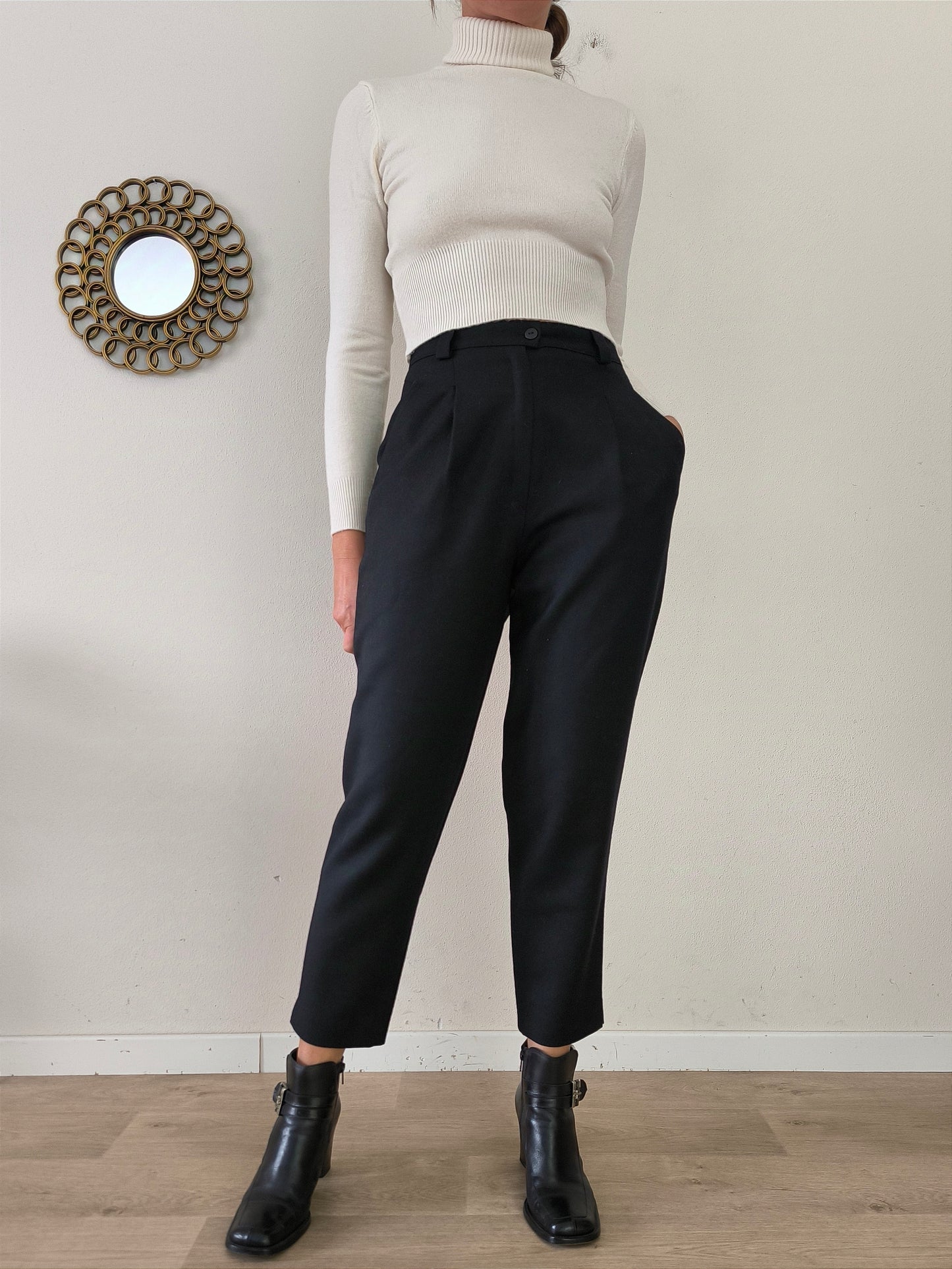 Pantalone vintage vita alta pura lana tg S/M