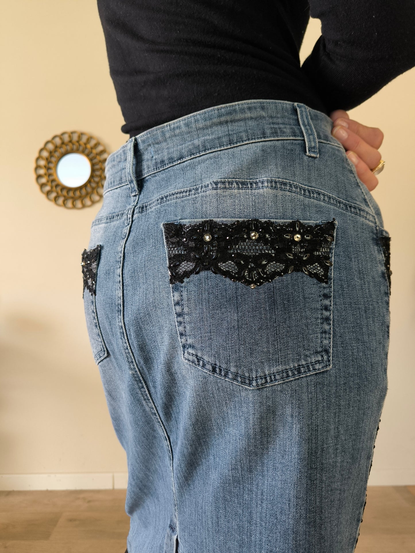 Gonna in Denim Angelo Marani con pizzo tg 50