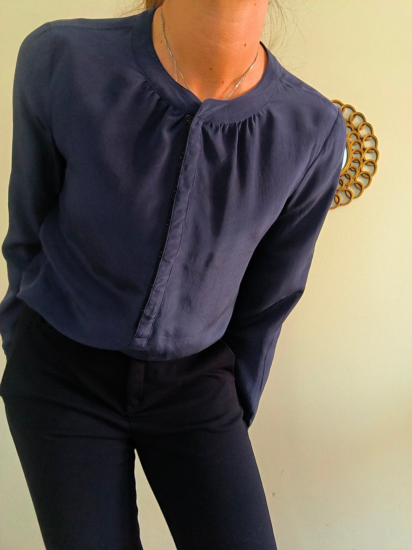 Camicetta in seta blu Banana Republic