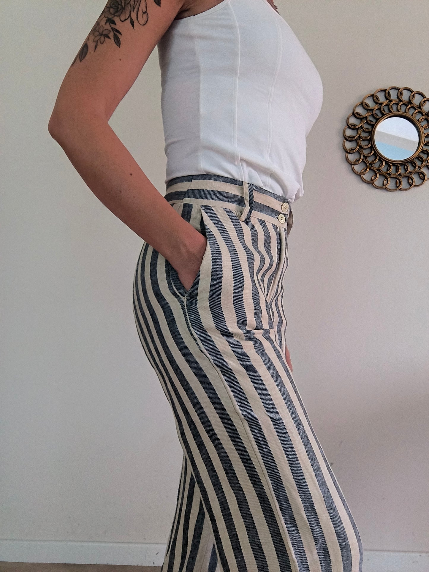Pantalone Twin Set rigato in cotone
