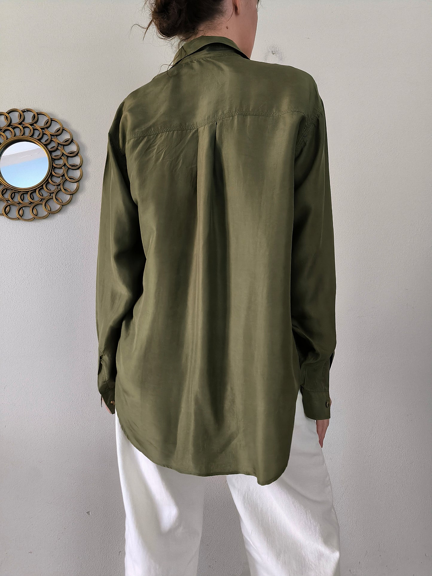 Camicia pura seta kaki