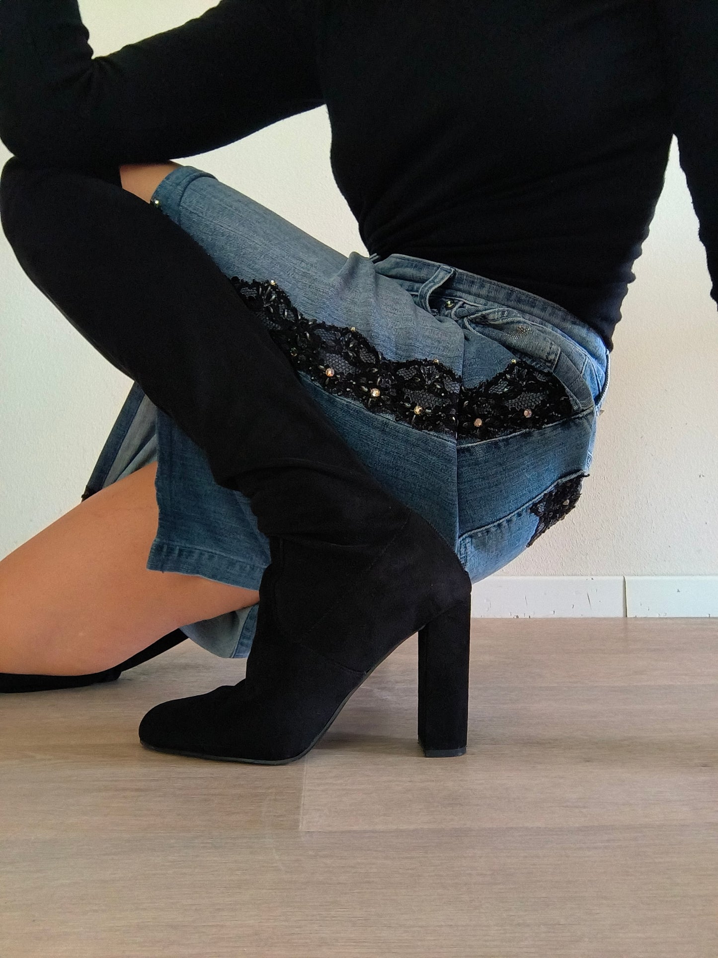 Gonna in Denim Angelo Marani con pizzo tg 50