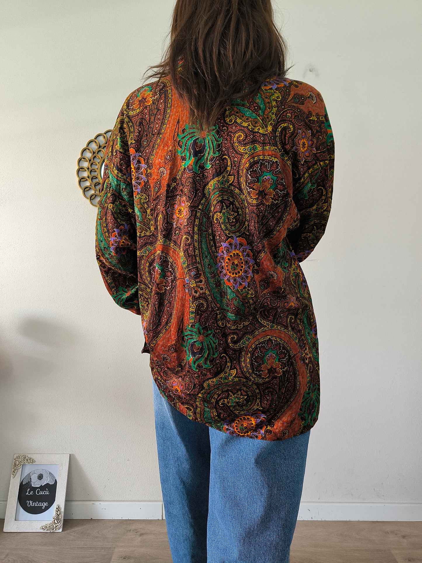 Camicia over sartoriale in velluto fantasia