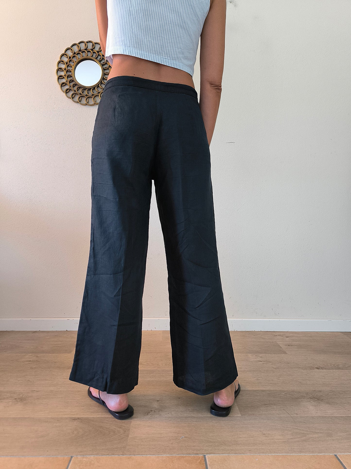 Pantalone Niama in puro lino nero