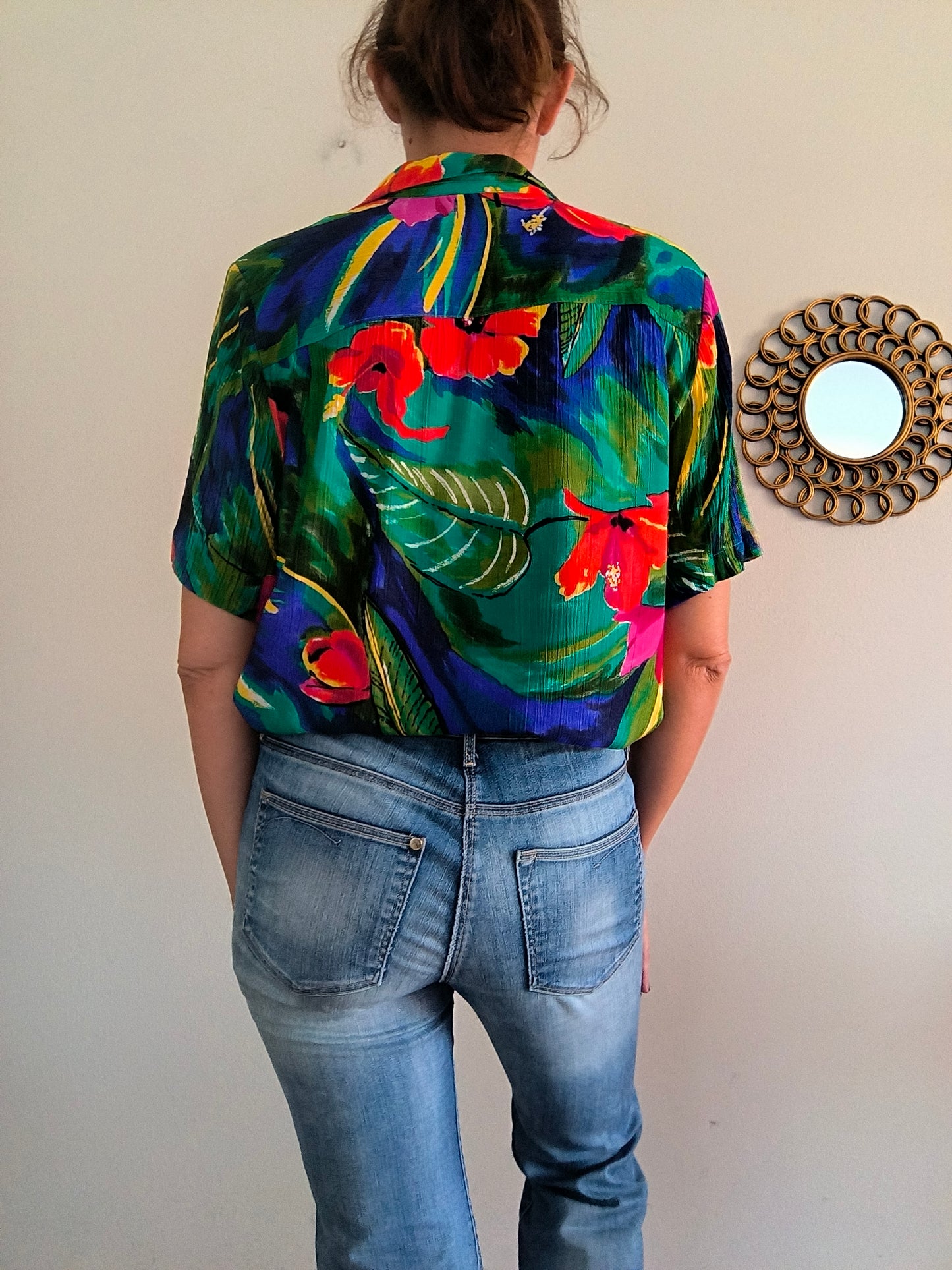 Camicia hawaiana in cotone arricciato unisex