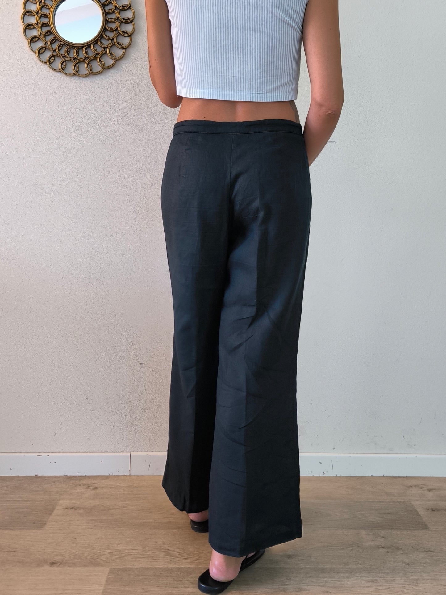Pantalone Niama in puro lino nero