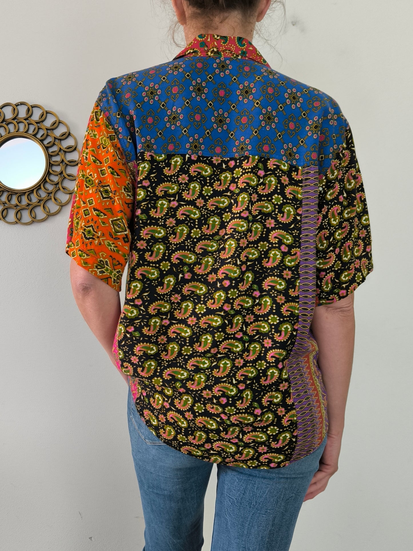 Camicia indonesiana unisex in cotone multicolore One size