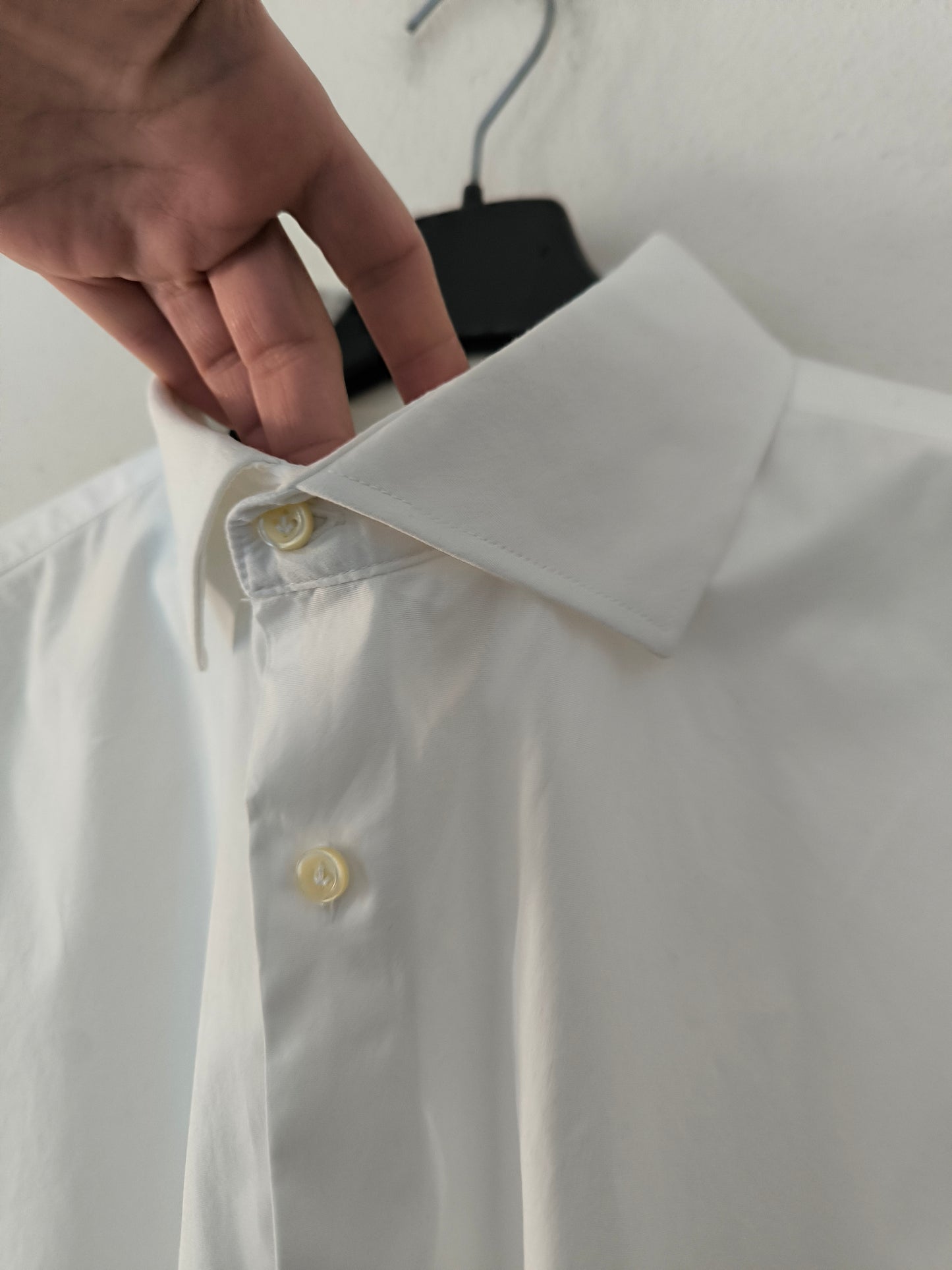 Camicia Doppelganger bianca maschile/unisex in cotone