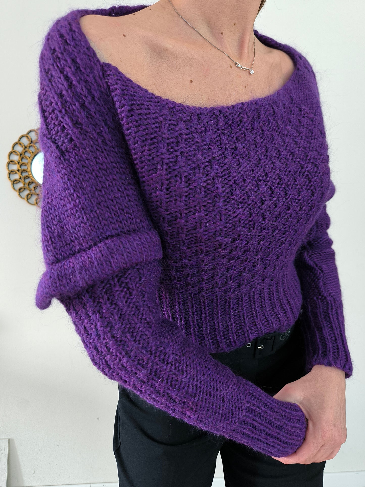 Maglione a maglia viola tg U