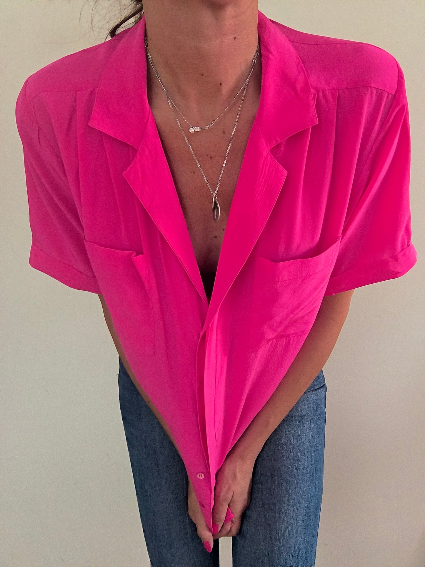 Camicetta in seta rosa shocking