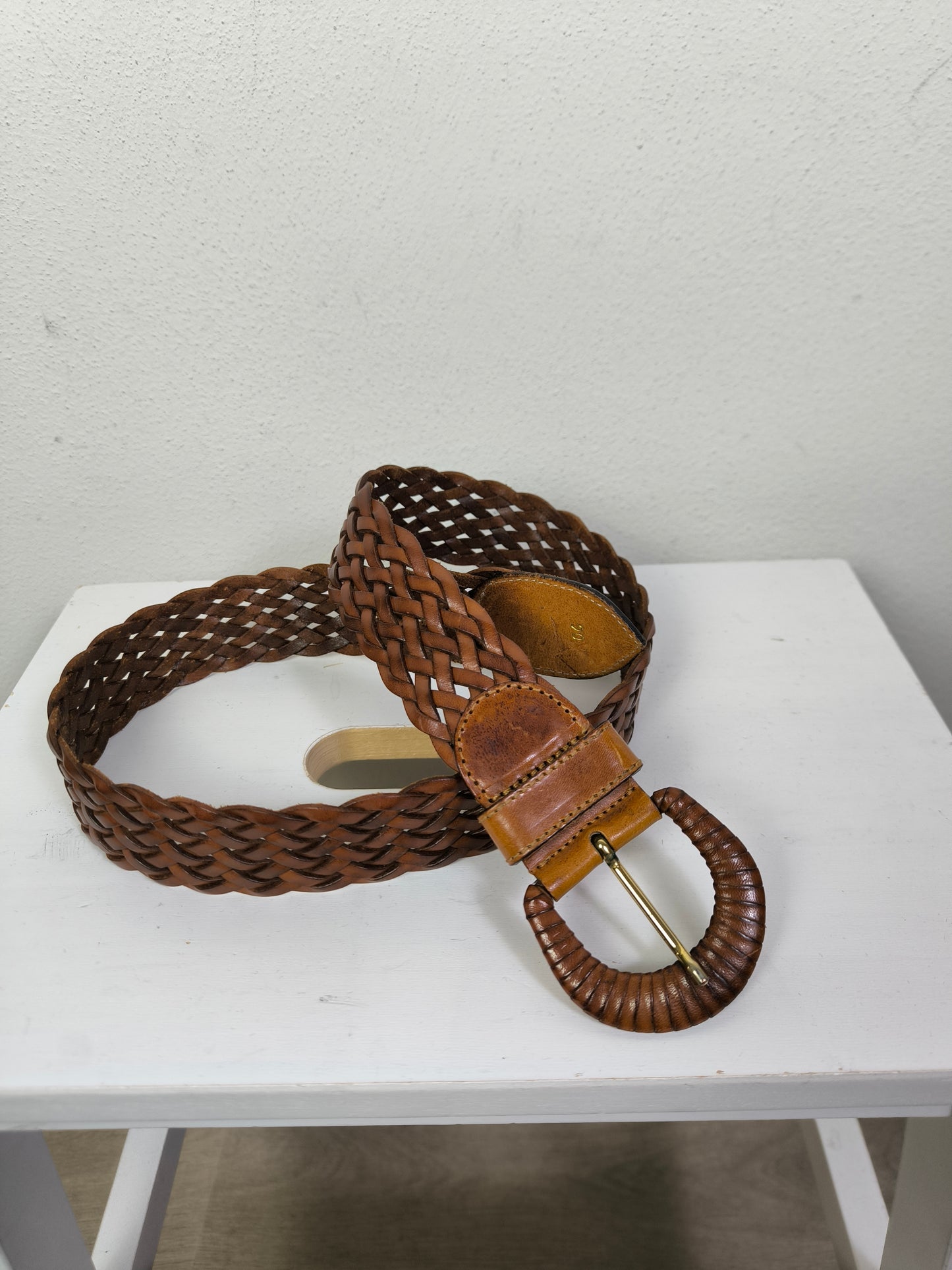 Cintura vintage in pelle intrecciata