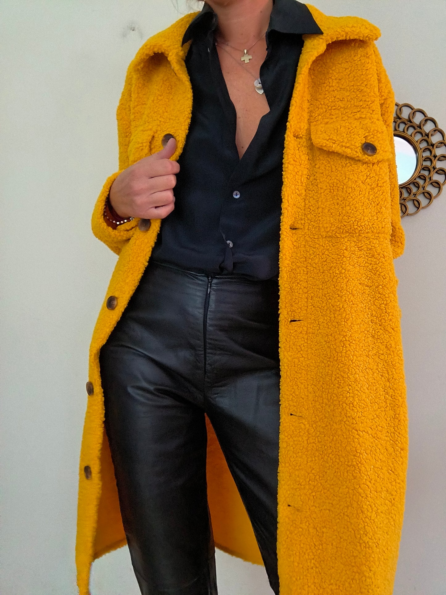 Cappotto teddy senape