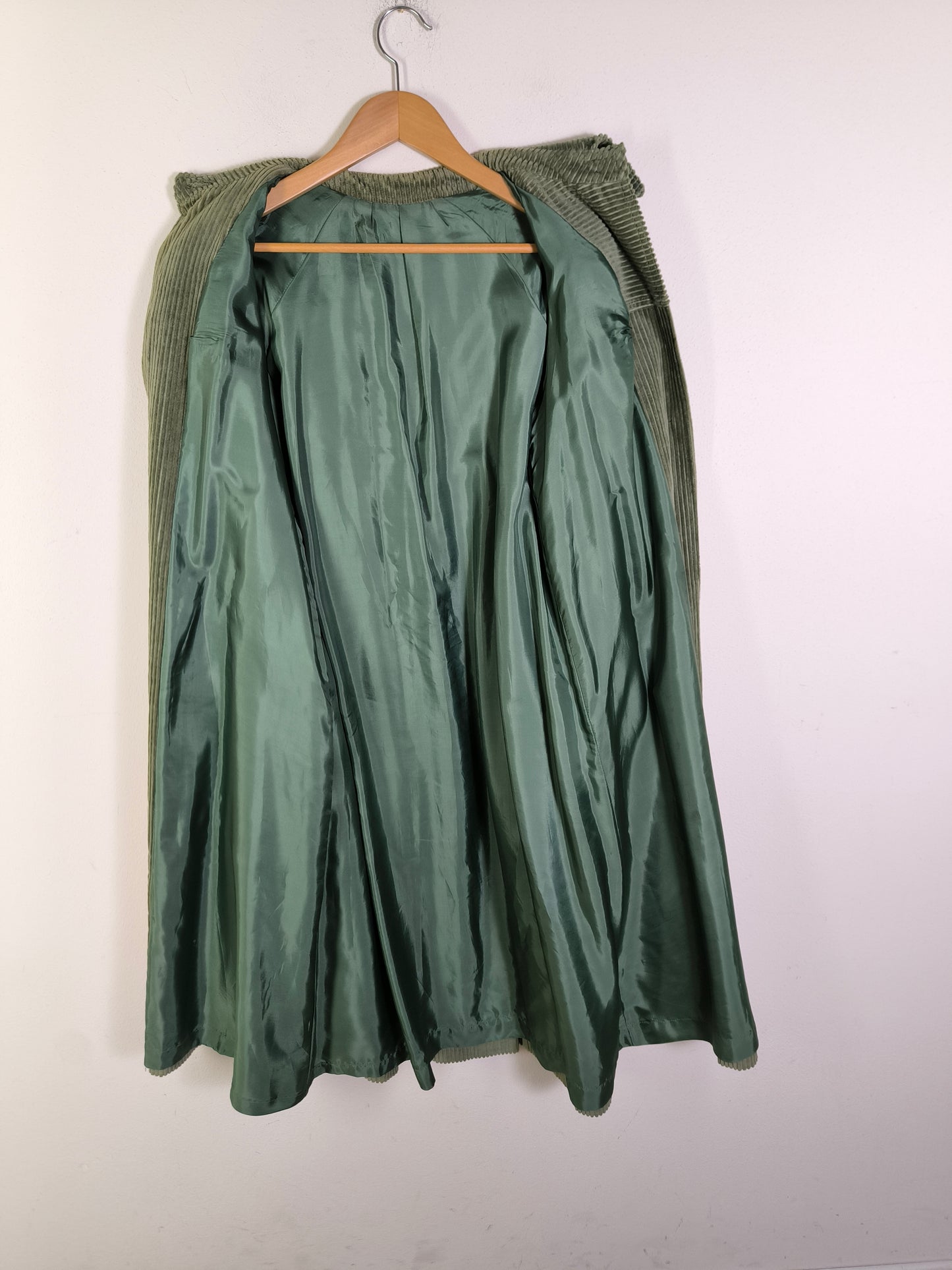 Trench / soprabito 1970s in velluto a coste verde tg M
