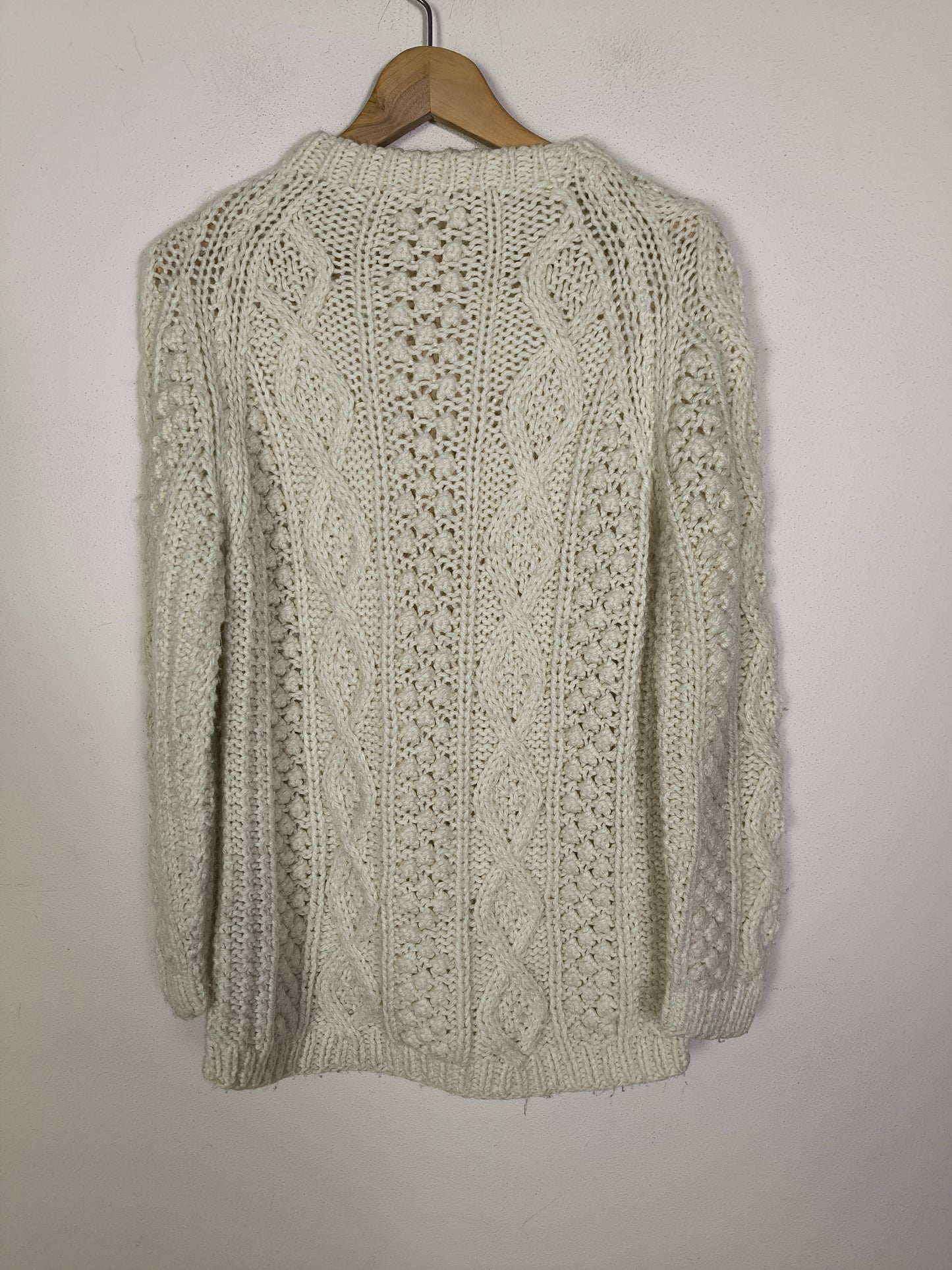 Maglione artigianale in lana bianco