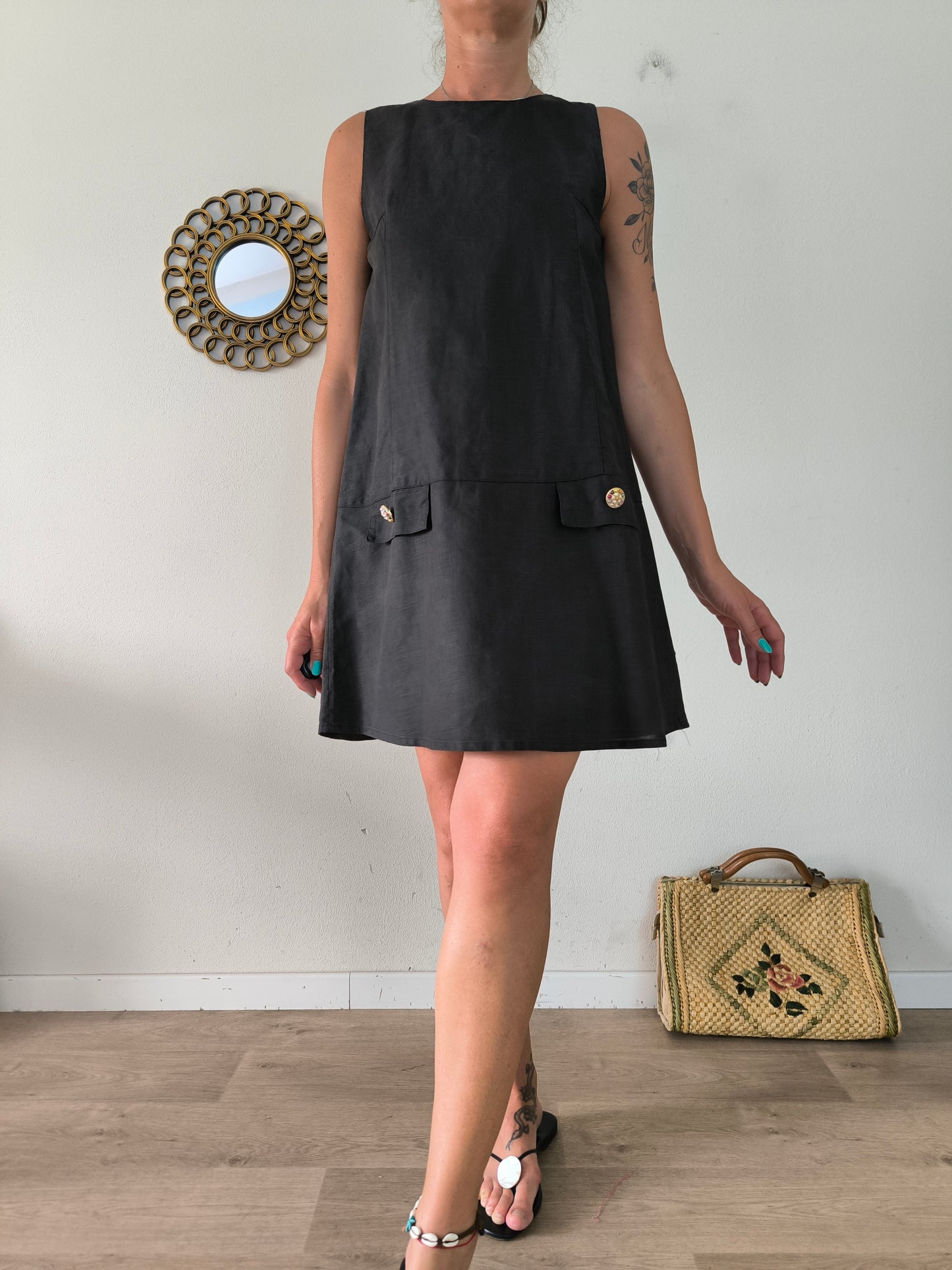 Abito vintage Egoiste in lino e cotone