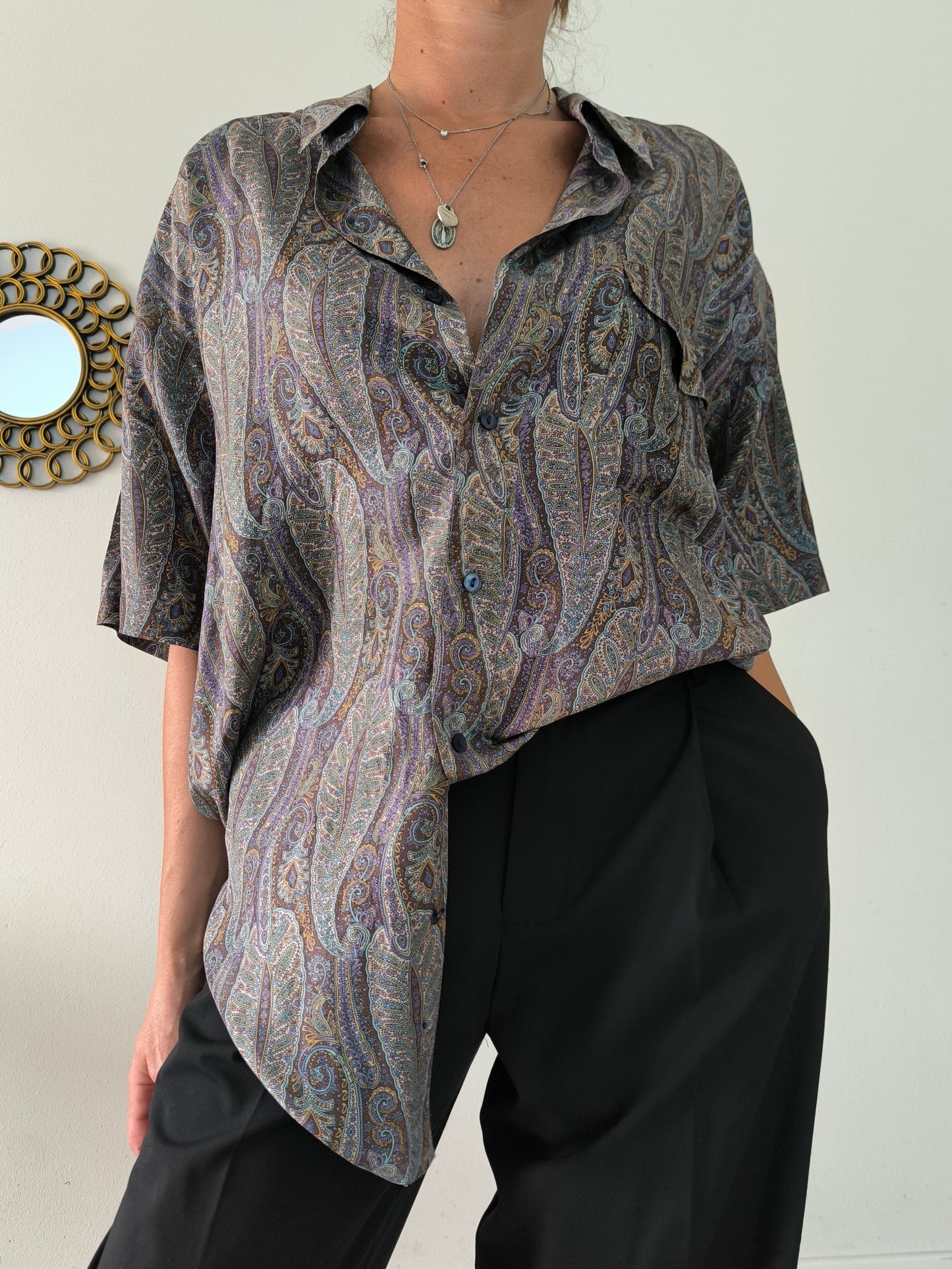 Camicia Paisley in pura seta unisex