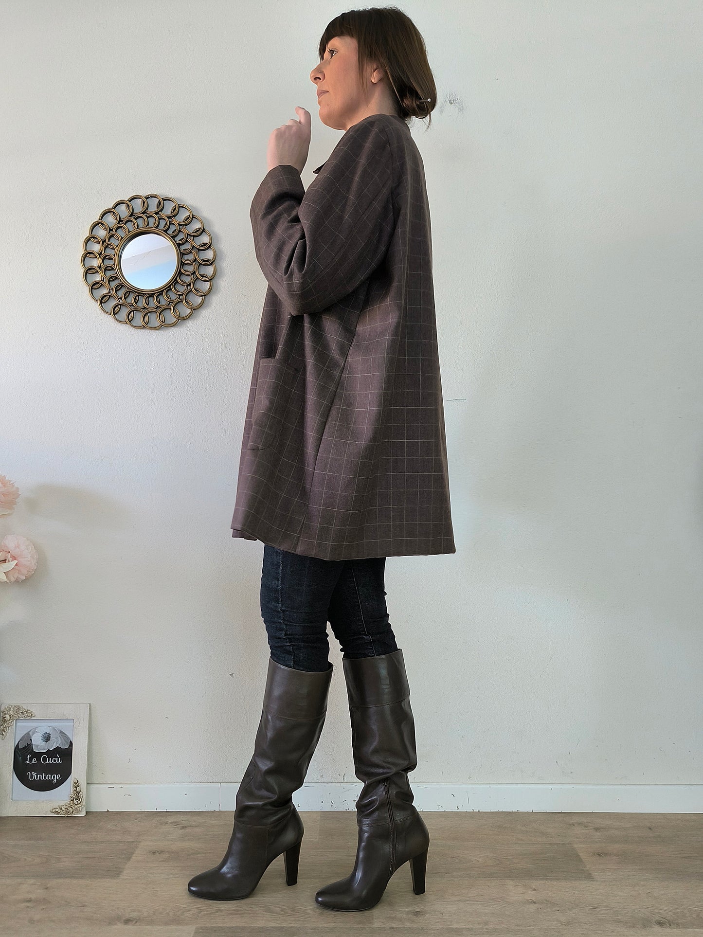 Spolverino vintage marrone in fresco lana