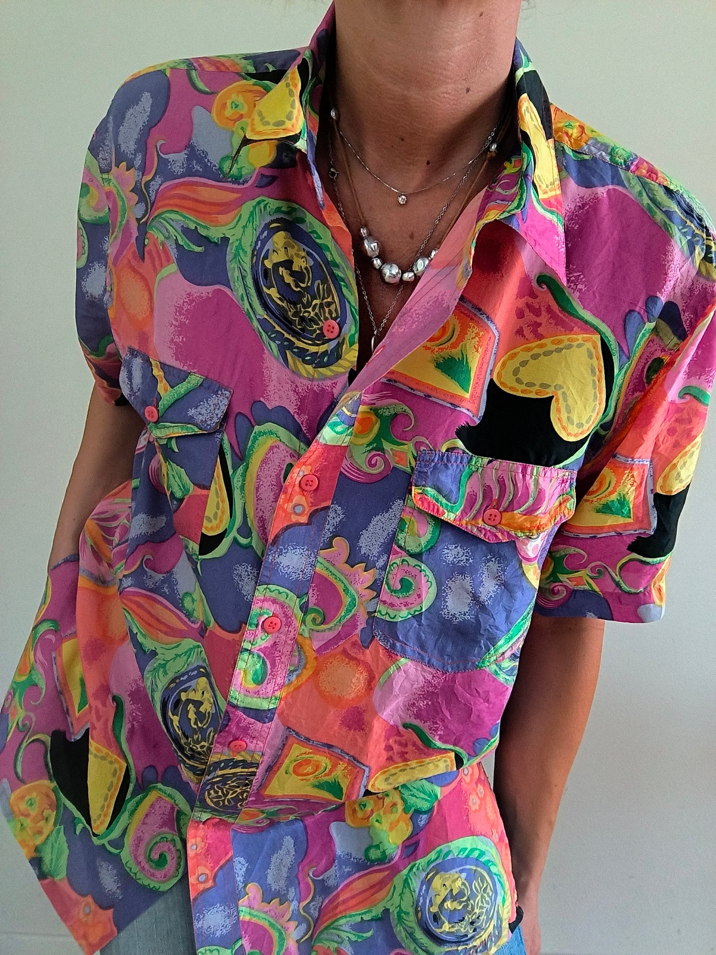 Camicia vintage fantasia pura seta unisex