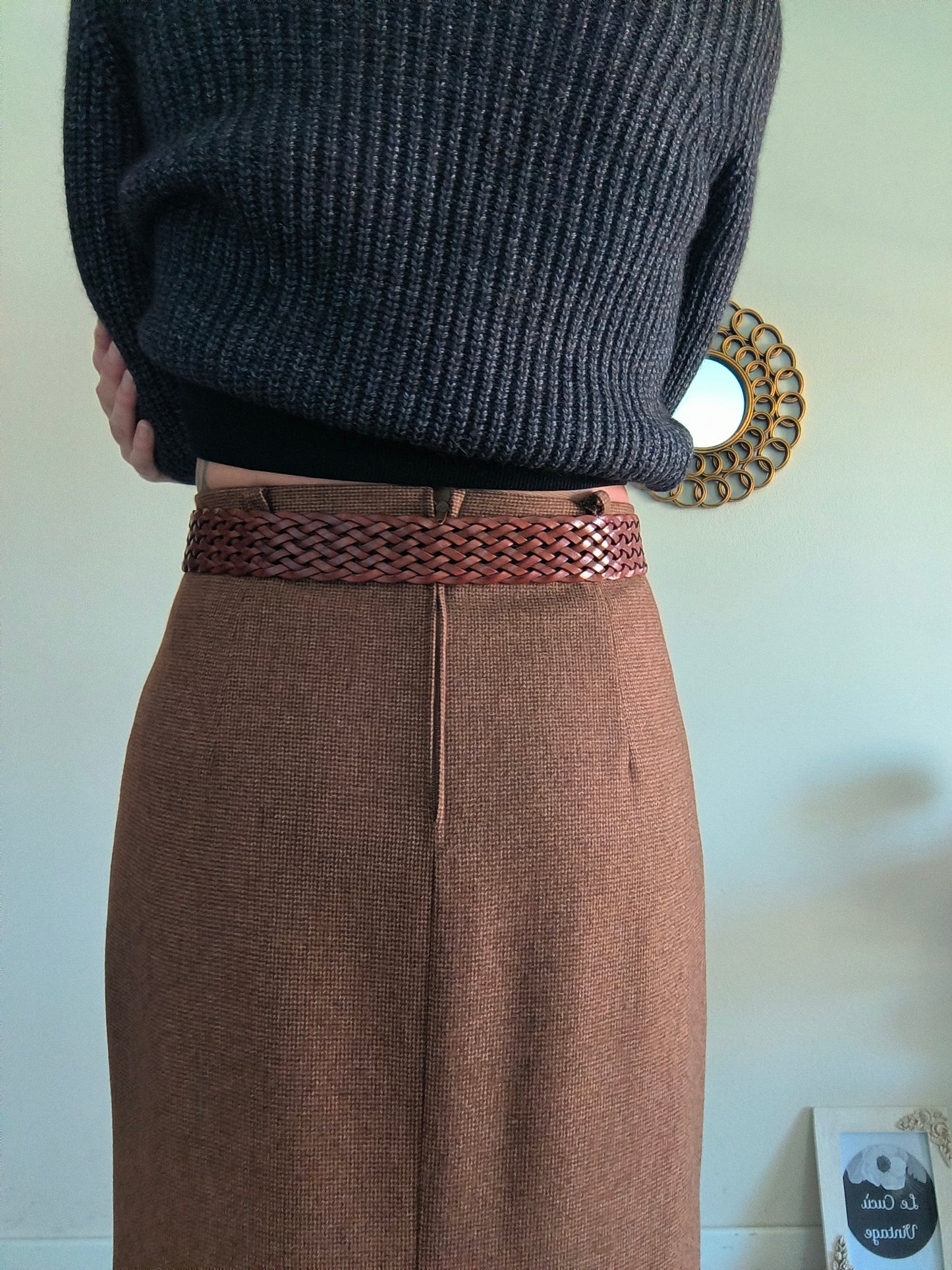 Cintura vintage in pelle intrecciata