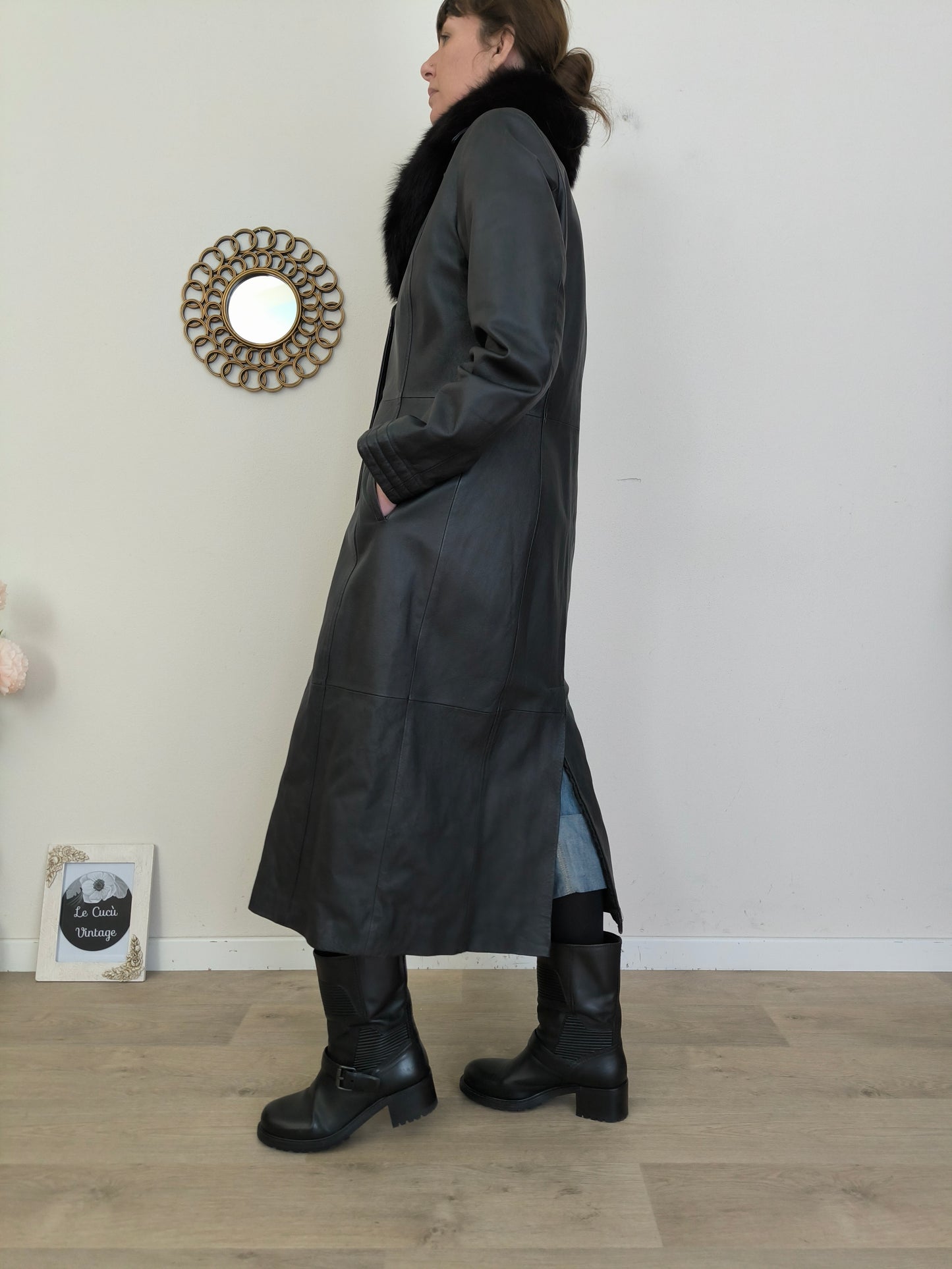 Cappotto vera pelle nero