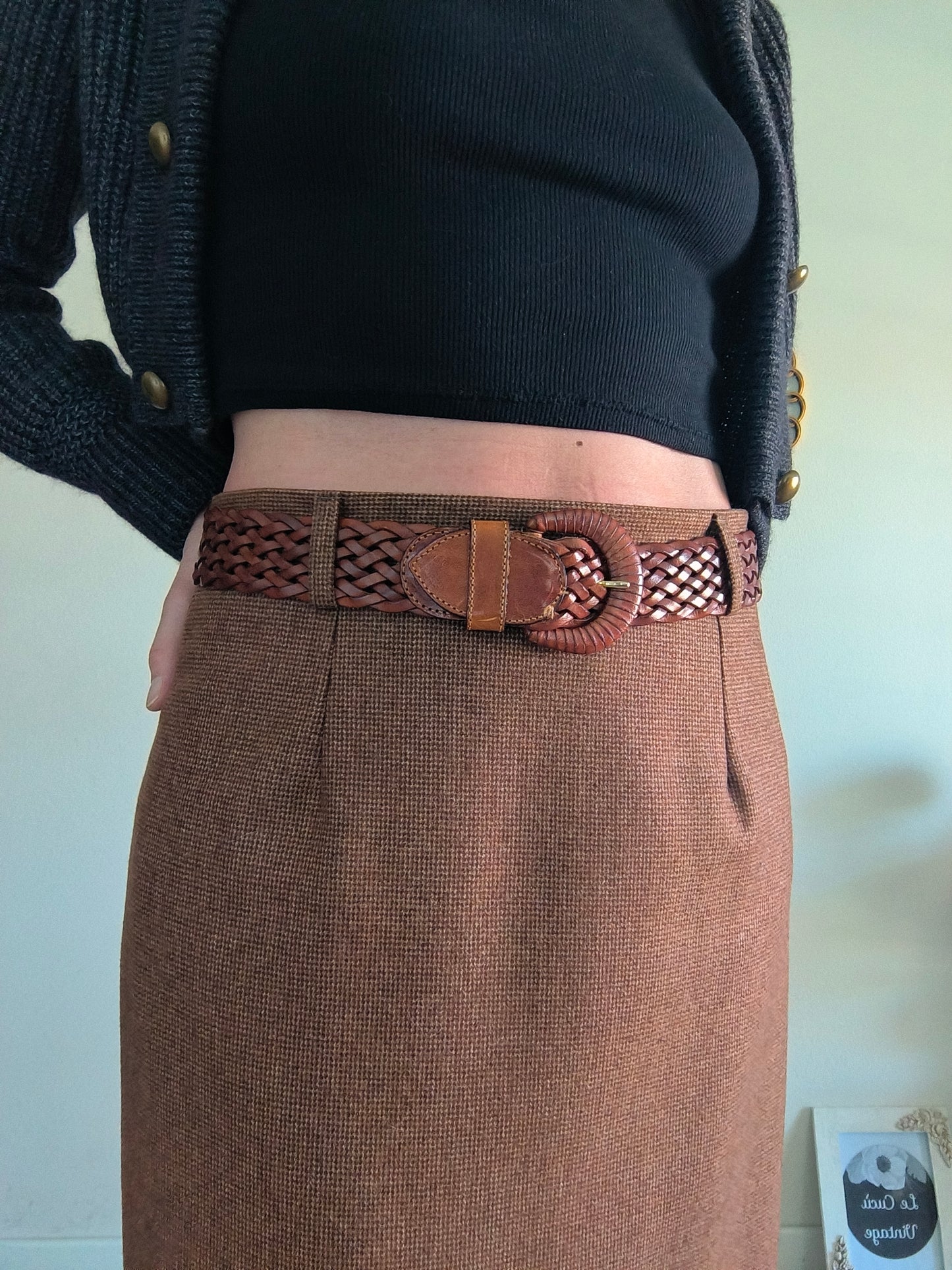Cintura vintage in pelle intrecciata