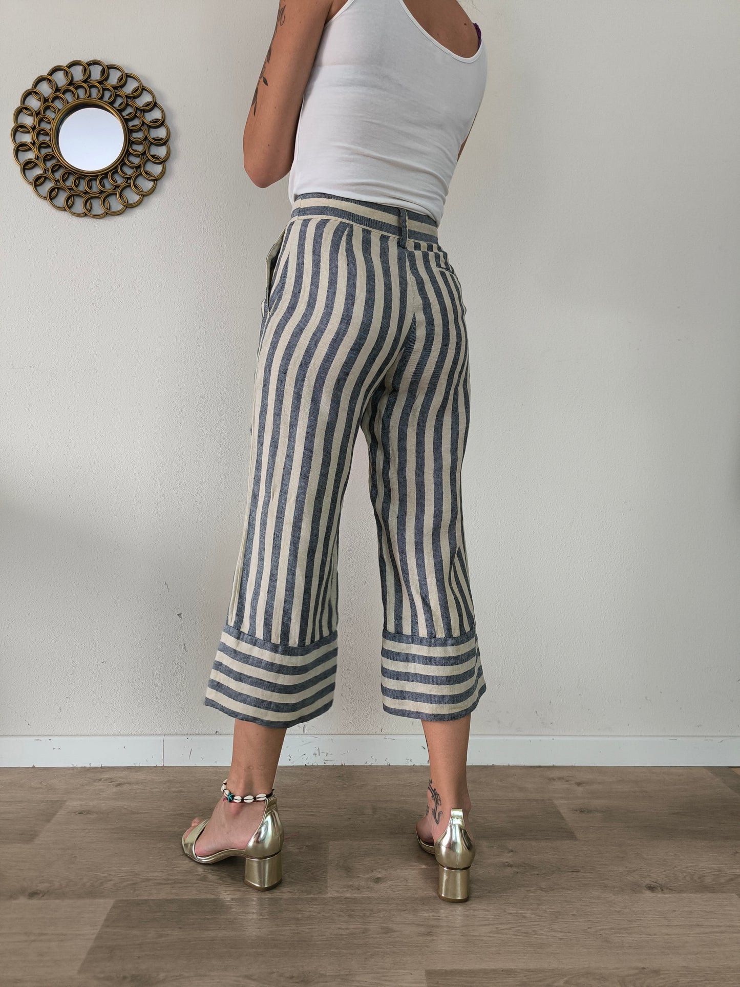 Pantalone Twin Set rigato in cotone