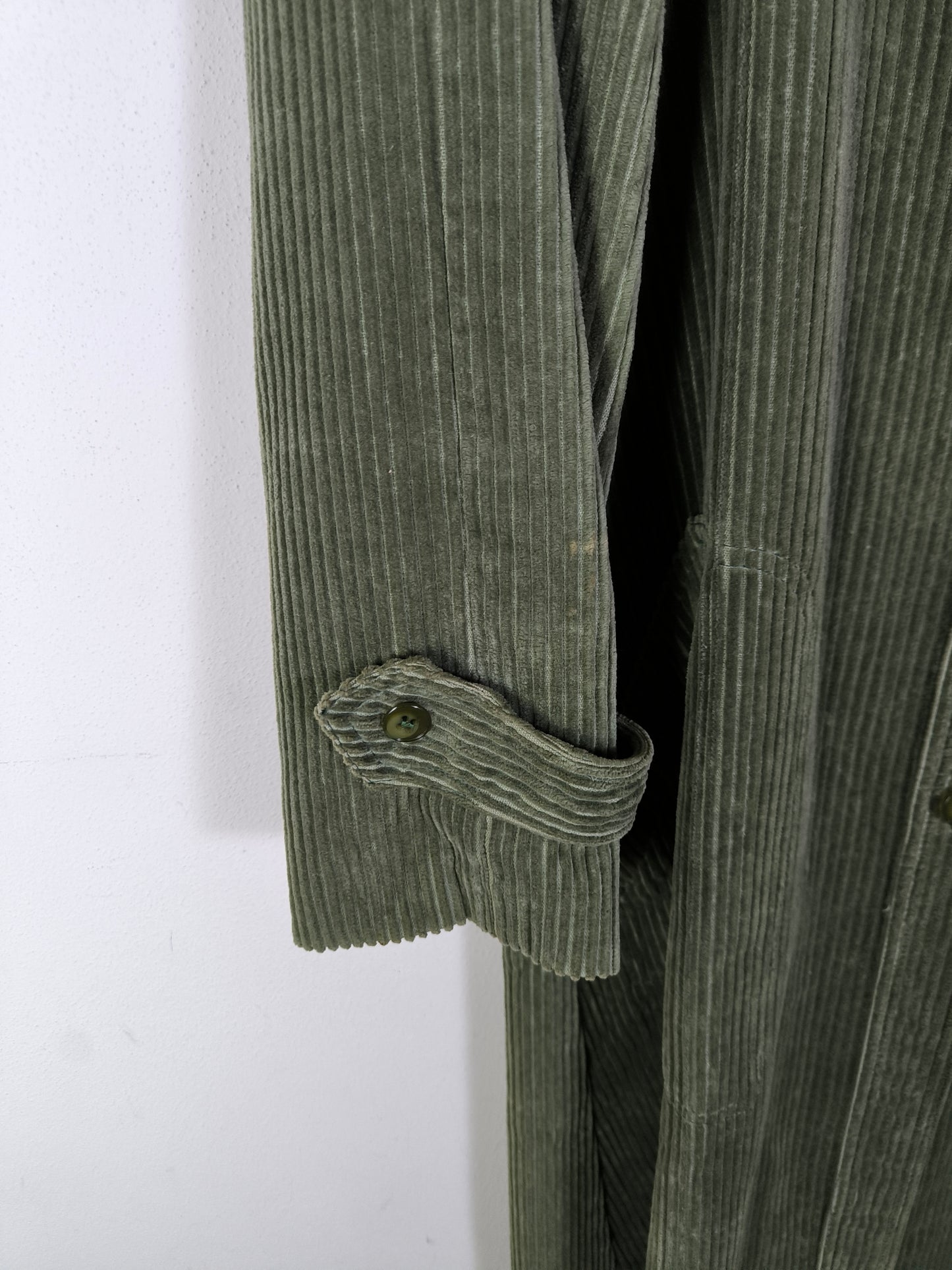 Trench / soprabito 1970s in velluto a coste verde tg M
