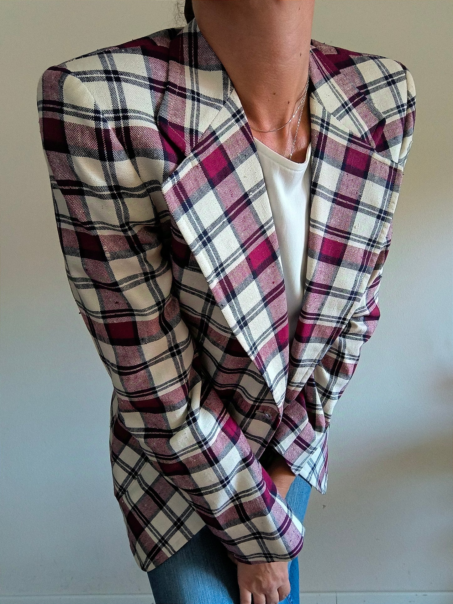 Blazer sartoriale vintage unisex a quadri tg M