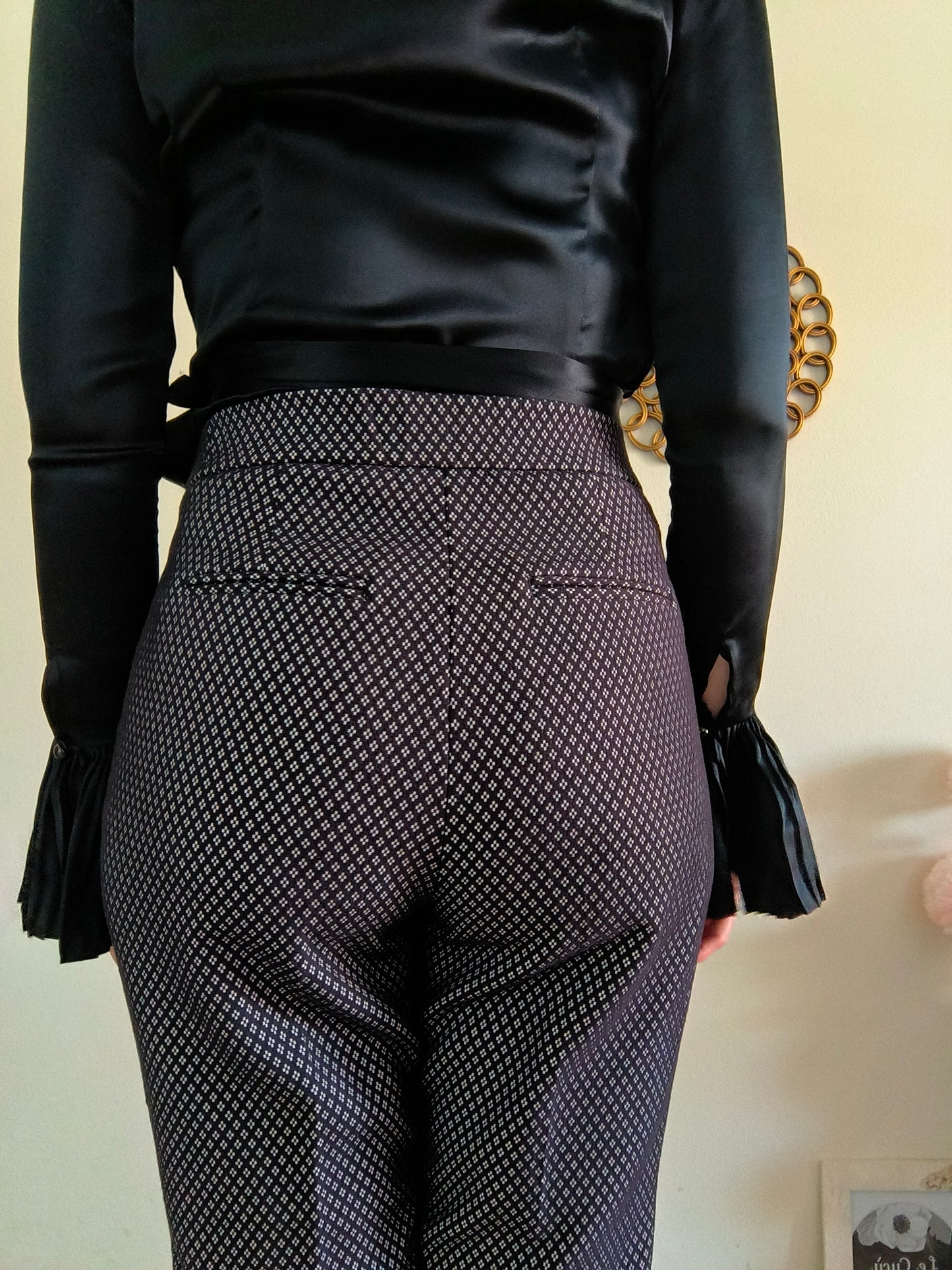 Pantalone Benetton nero con piccola fantasia tg S