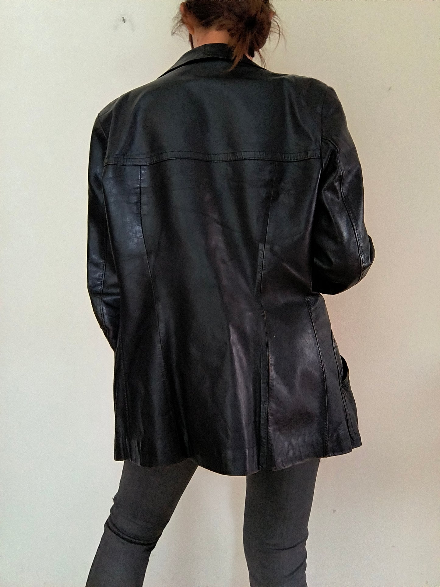 Giacca anni 70 in pelle nera