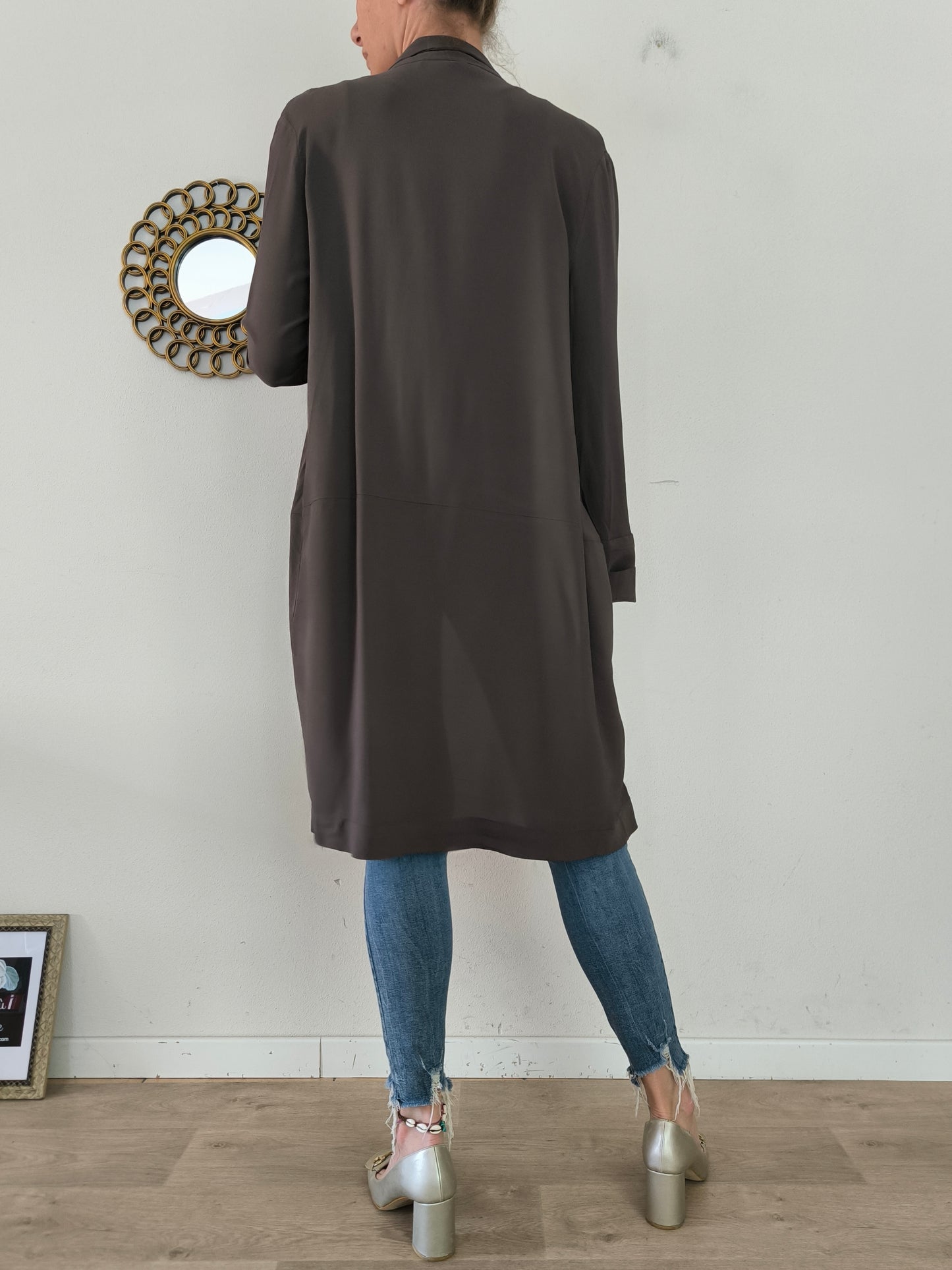 Cardigan lungo Liviana Conti in viscosa marrone