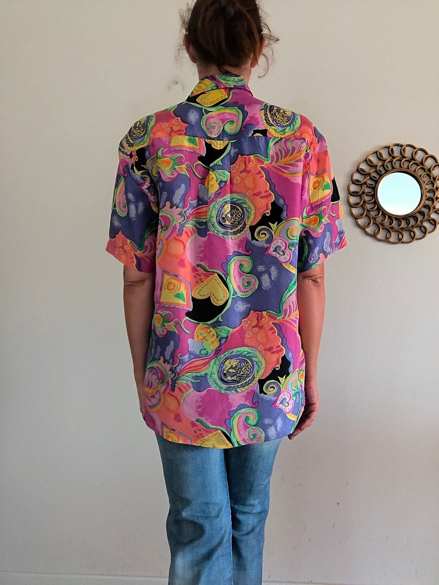 Camicia vintage fantasia pura seta unisex