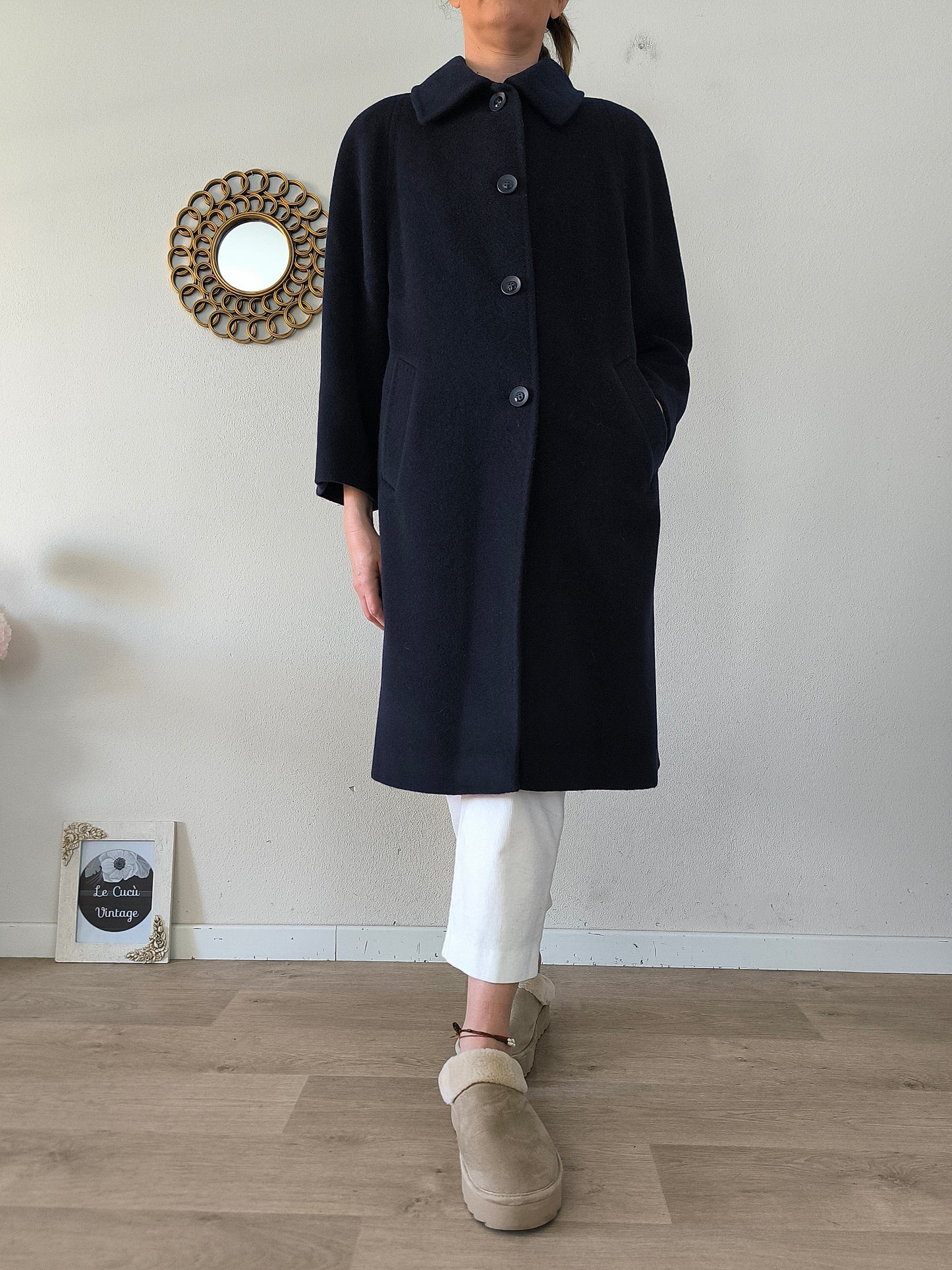 Cappotto lanificio Campore blu notte pura lana vergine