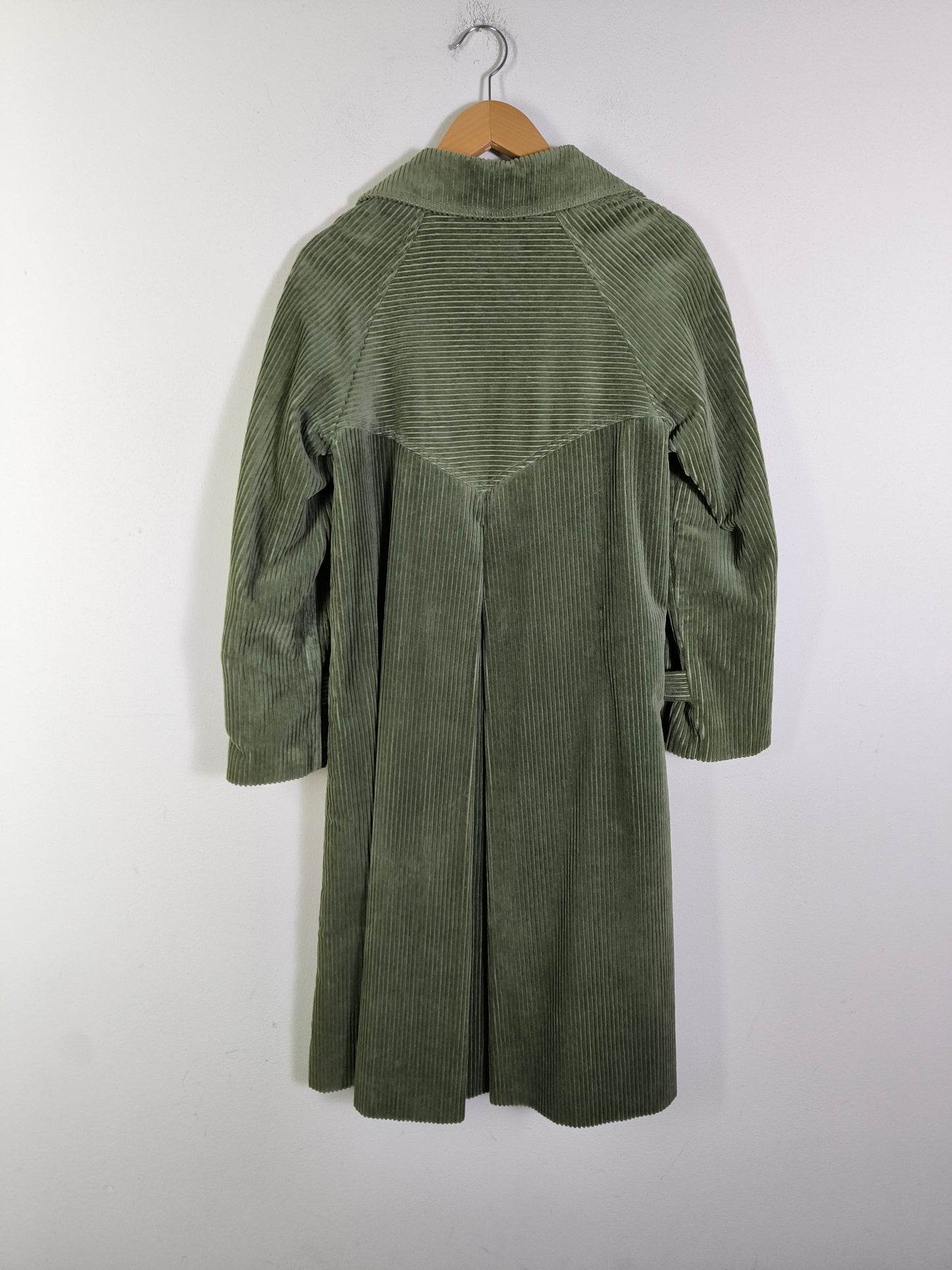 Trench / soprabito 1970s in velluto a coste verde tg M