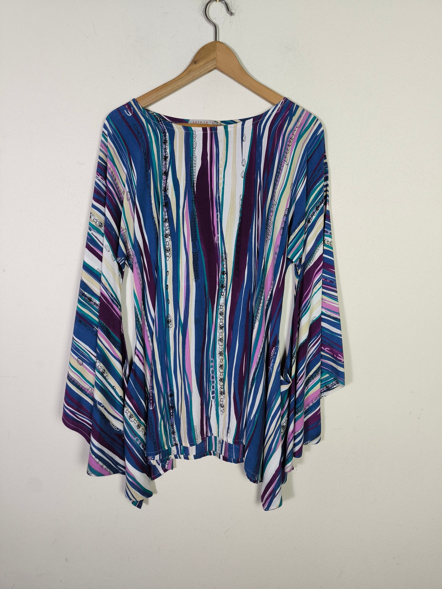Blusa sartoriale fantasia tessuto anni 70, taglia unica